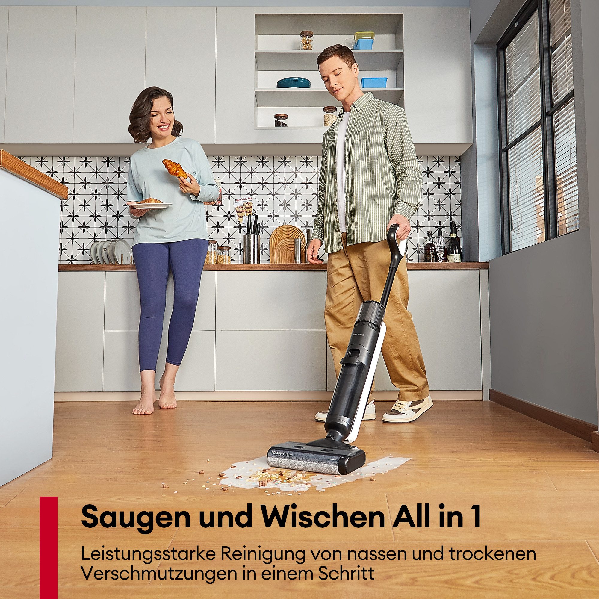 Ultenic Nass-Trocken-Akkusauger Ultenic Akku nass trockensauger,automatische Selbstreinigung,All in 1, 250 W, beutellos, Staubsauger und Wischmop in Einem/Selbstreinigen/50min