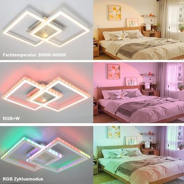 Nettlife LED Deckenleuchte Schlafzimmer Deckenlampe Dimmbar mit Fernbedienung Deckenbeleuchtung, RGB Farbwechsel, LED fest integriert, für Wohnzimmer Küche Flur 35W