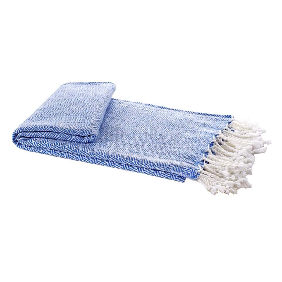 GREENDOOR Hamamtuch Hamam Tuch Rautenmuster blau – Bild 2 von 2
