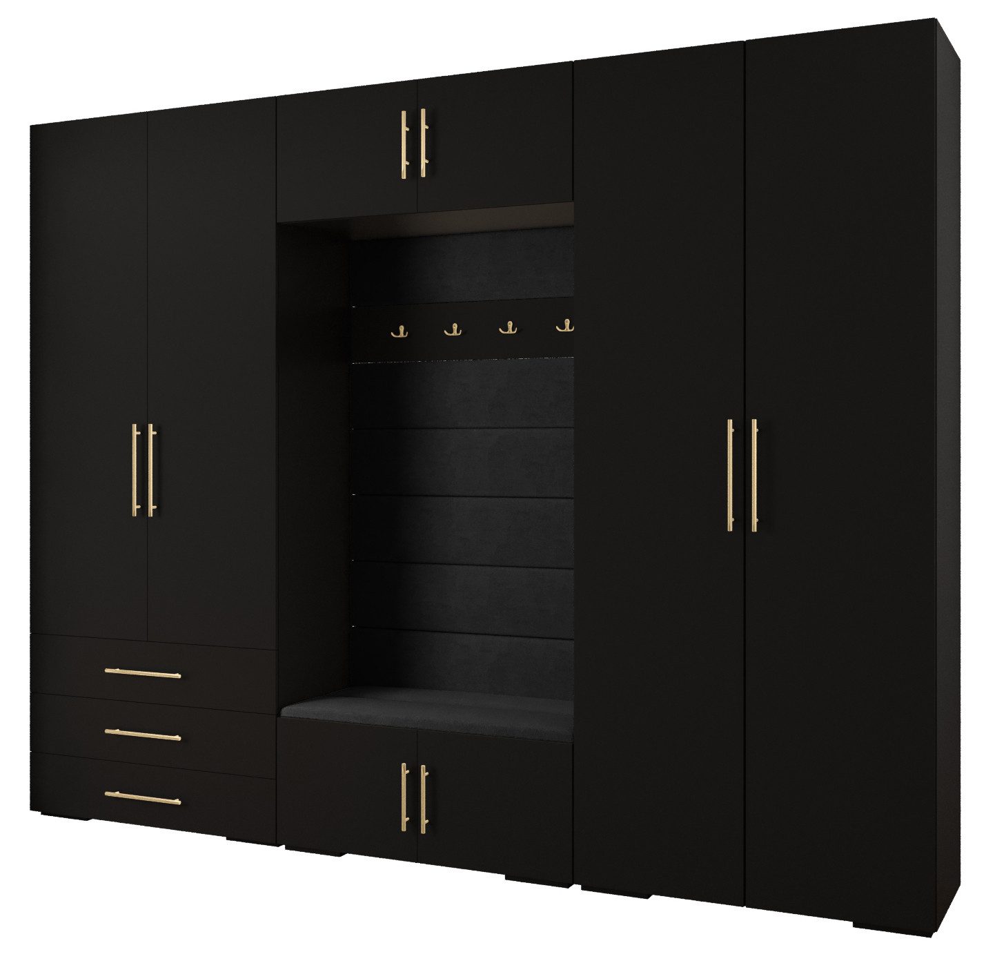 ABIKS MÖBEL Kompaktgarderobe INOVA 3 SATZ 14 Möbelset, Garderobe mit Kleiderstange und Regalen