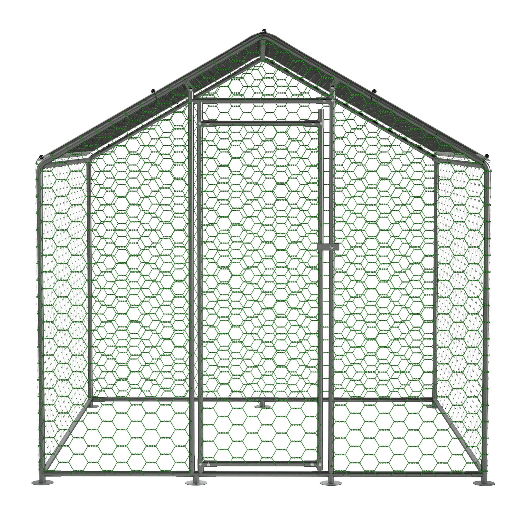 FANNOU Hühnerstall mit Sicherheitsschloss und Wasserdichtes PE-Tuch, 2x2x2m, Freilaufgehege aus Metall für Hühner, Kaninchen und weitere Kleintiere