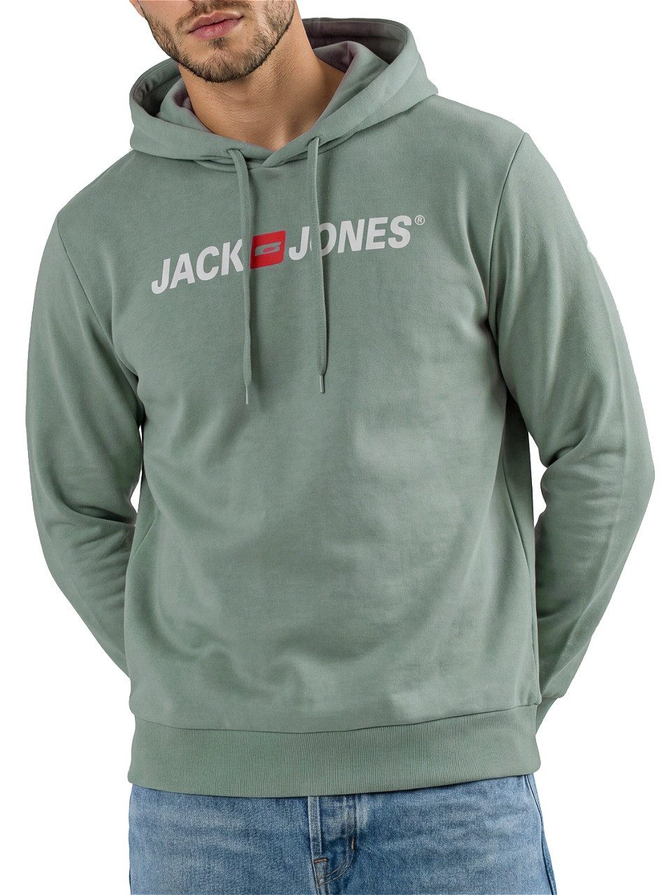 Jack & Jones Hoodie Herren Sweatshirt JJMORTY Regular Fit Kapuzenpullover mit Logoprint