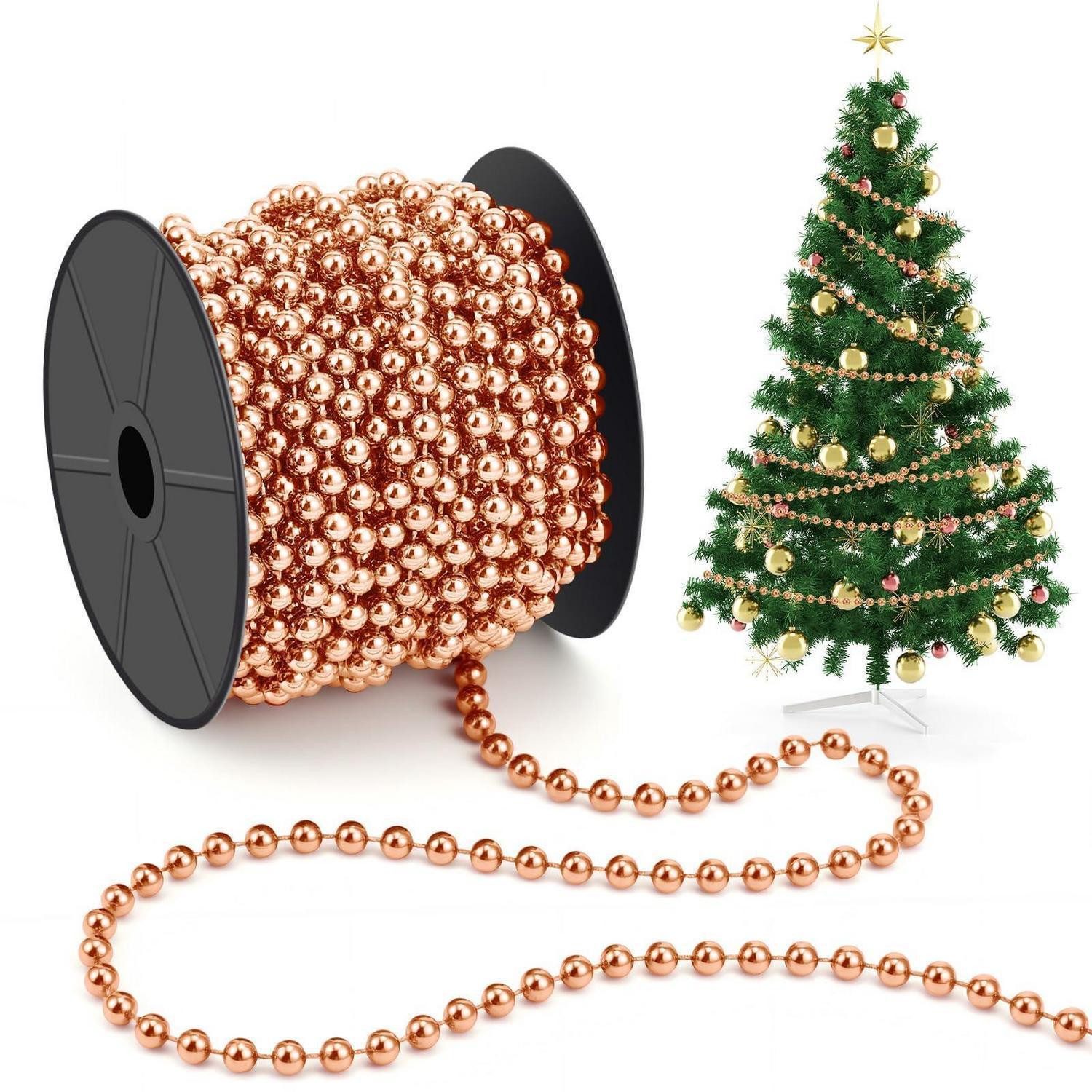 LuxusKollektion Hänge-Weihnachtsbaum Perlenkette Roségold 15m 6mm