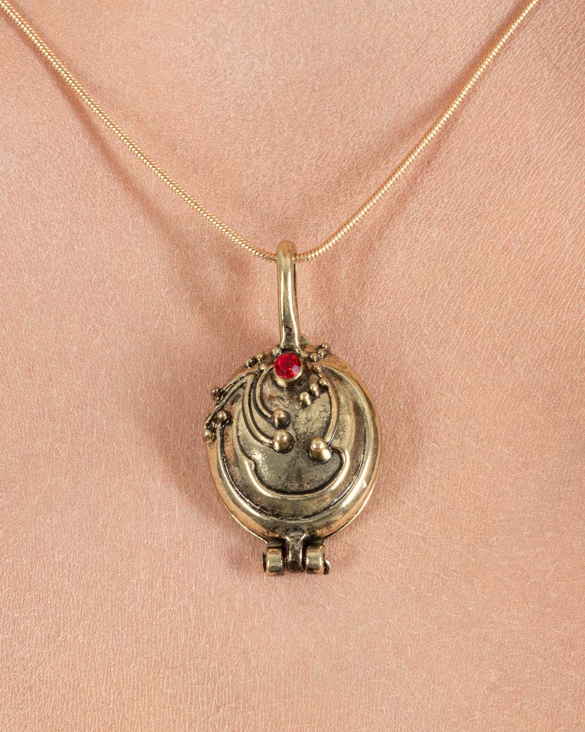 CHAKS Kostüm Halskette 'Medaillon', Gold Rot - Schmuck Hallowe günstig online kaufen