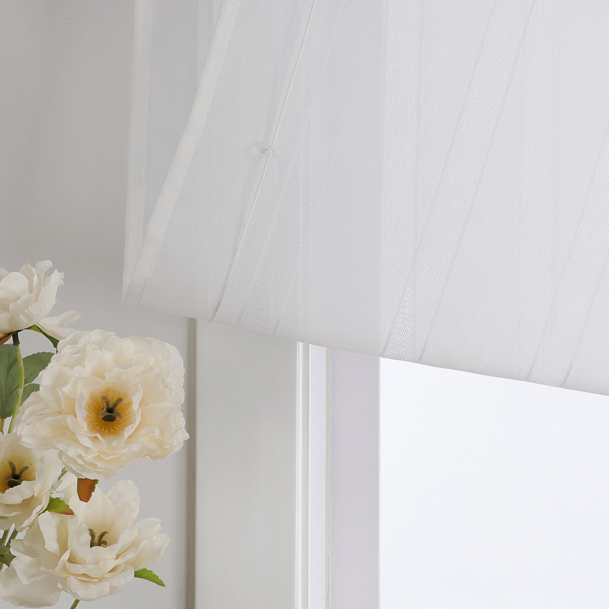 Joyswahl Raffrollo See, mit Schlaufen, für Fenster Voile Uni längsgestreift Gardine