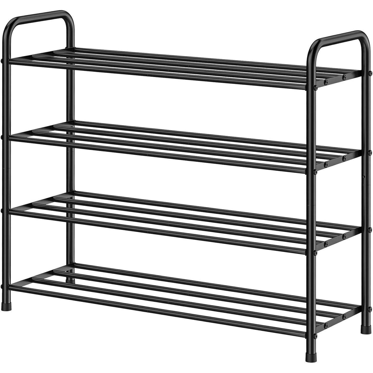 LuxusKollektion Schuhregal Schuhregal 4 Ebenen Edelstahl 68x26x65cm matt-schwarz, 1-tlg.