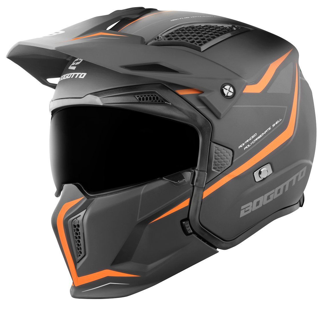 Bogotto Motorradhelm Radic WN-ST 22.06 Helm, herausnehmbares Innenfutter,integriertes Sonnenvisier
