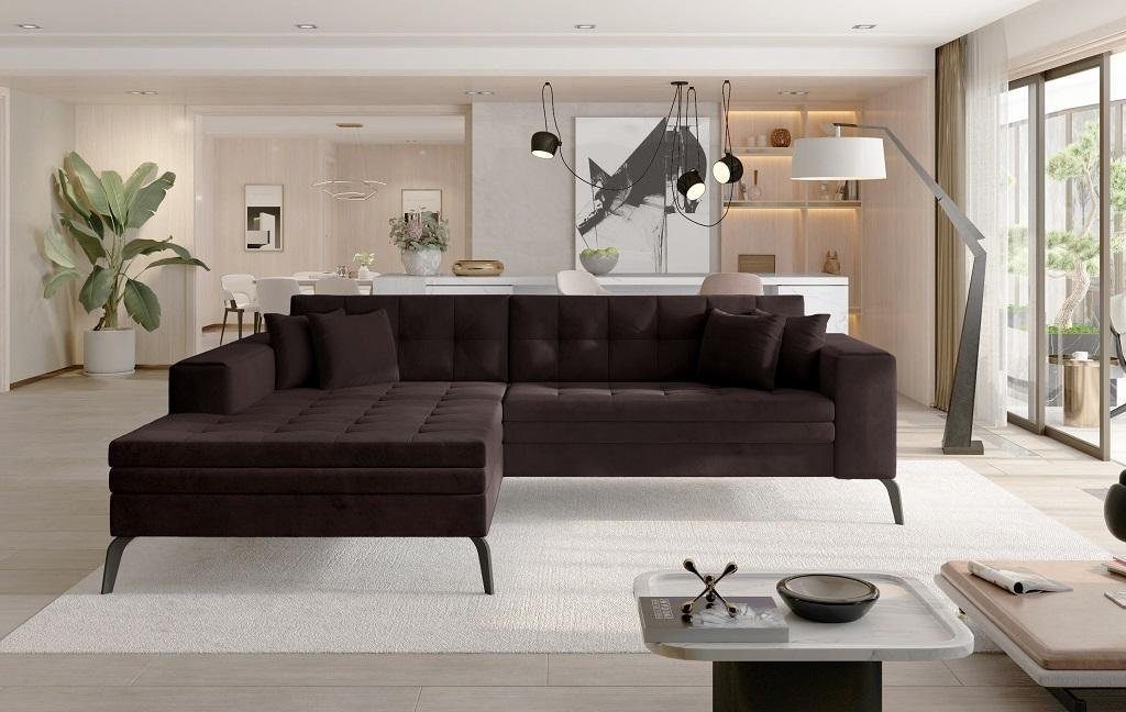 JVmoebel Ecksofa Wohnlandschaft L Form Ecksofa Couch Design Polster Textil Sofa, Made in Europe braun