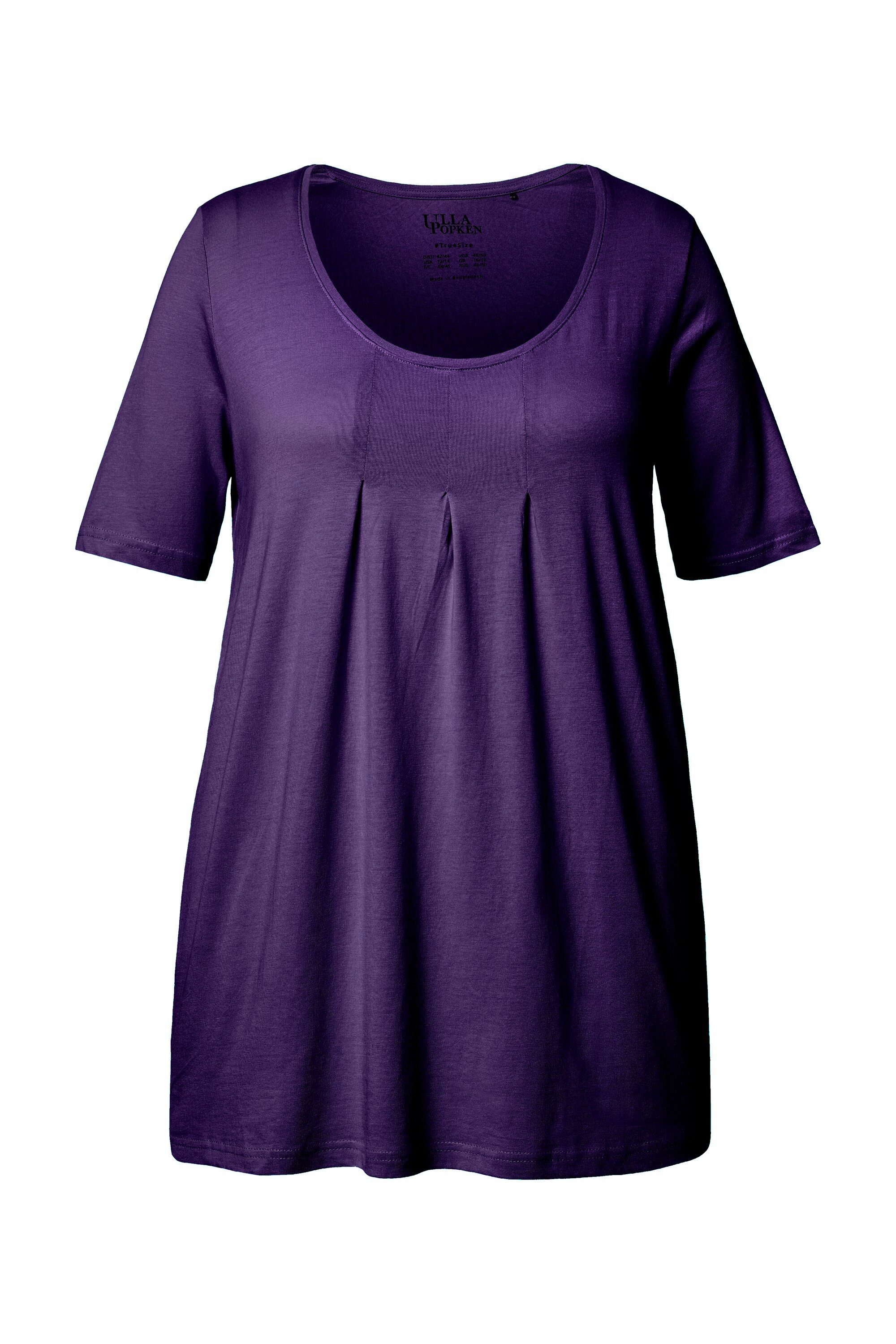 Ulla Popken T-Shirt T-Shirt Zierfalten A-Linie Rundhals Halbarm Modal günstig online kaufen