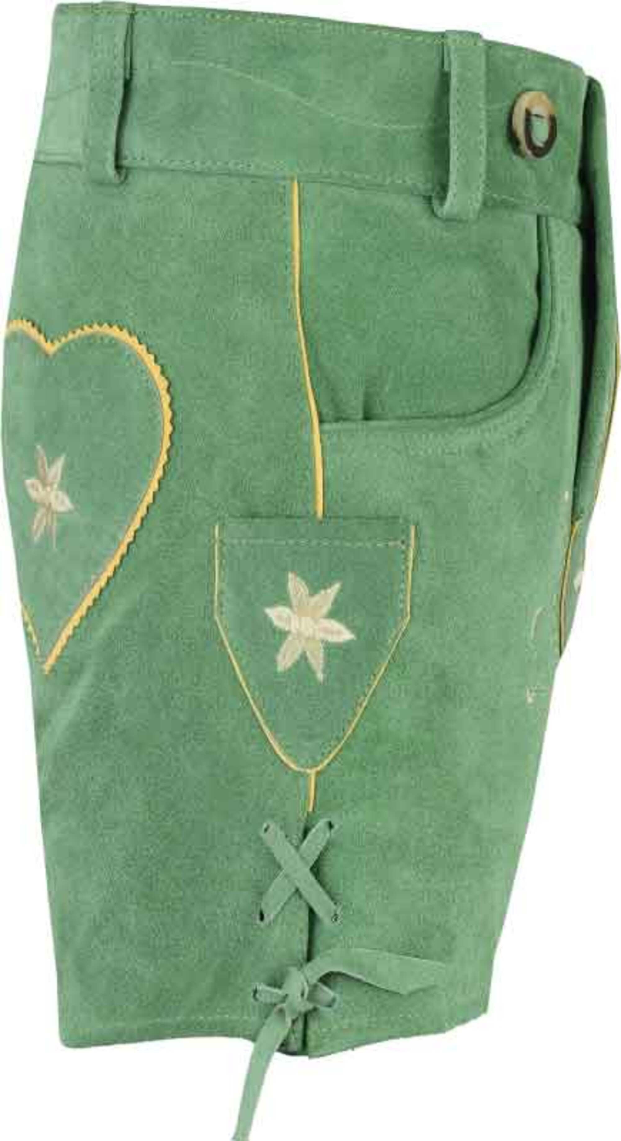 Fuente Leather Wears Trachtenlederhose Damen kurze Lederhose grün günstig online kaufen