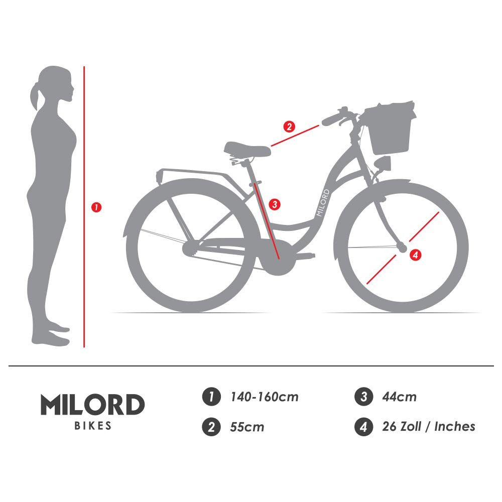 Milord Cityrad Damenfahrrad Citybike Mit Weidenkorb Fahrrad 26/28 Zoll 1-Gang Braun, 1 Gang, (Fahrradständer, Gepäckträger, Klingel, Korb, Kotflügel)