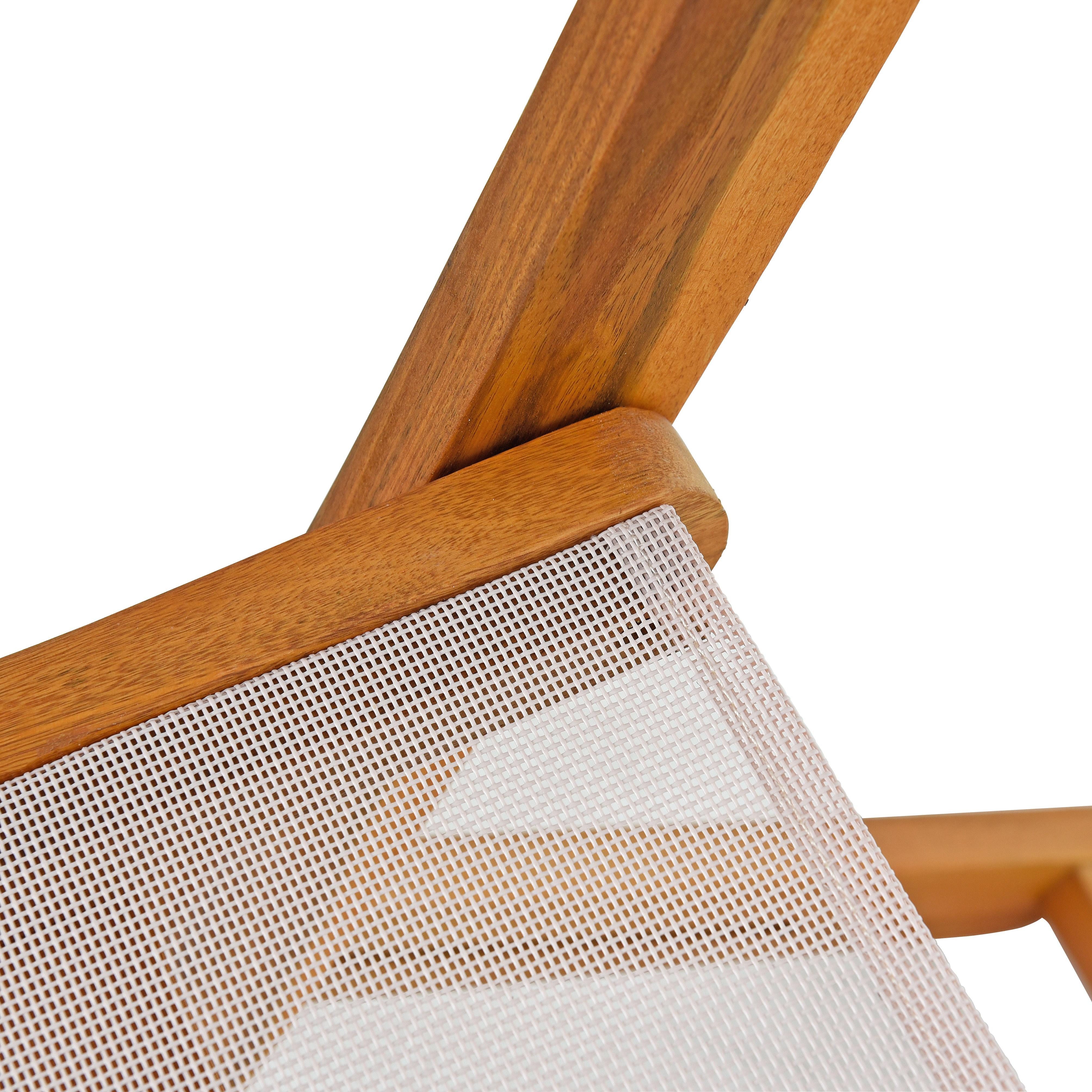 ESTEXO Gartenstuhl Klappstuhl Textil 2er Set Gartensessel Klappsessel Akazienholz Weiß