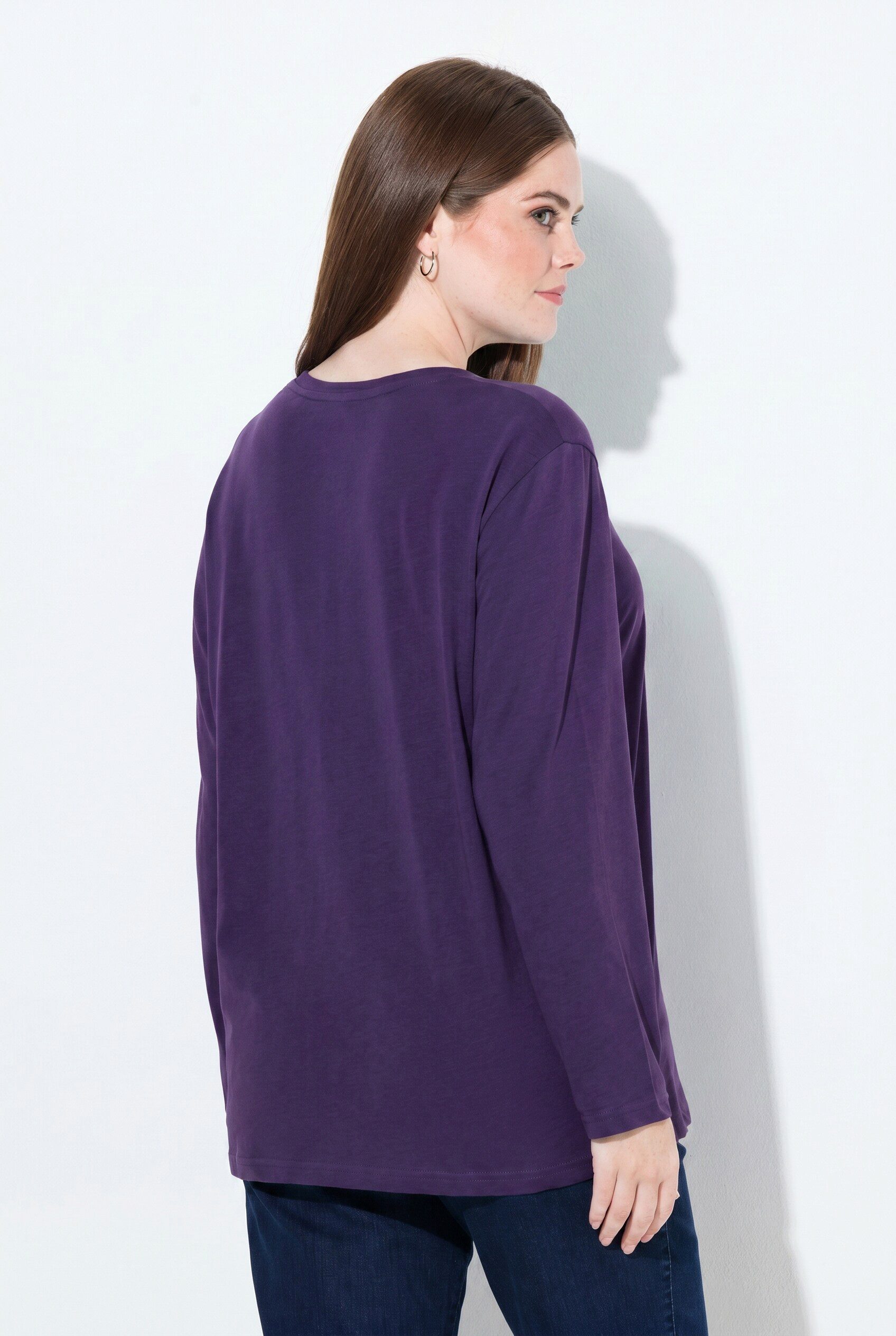 Ulla Popken T-Shirt Shirt Relaxed Rundhalsausschnitt Langarm – Bild 3 von 4