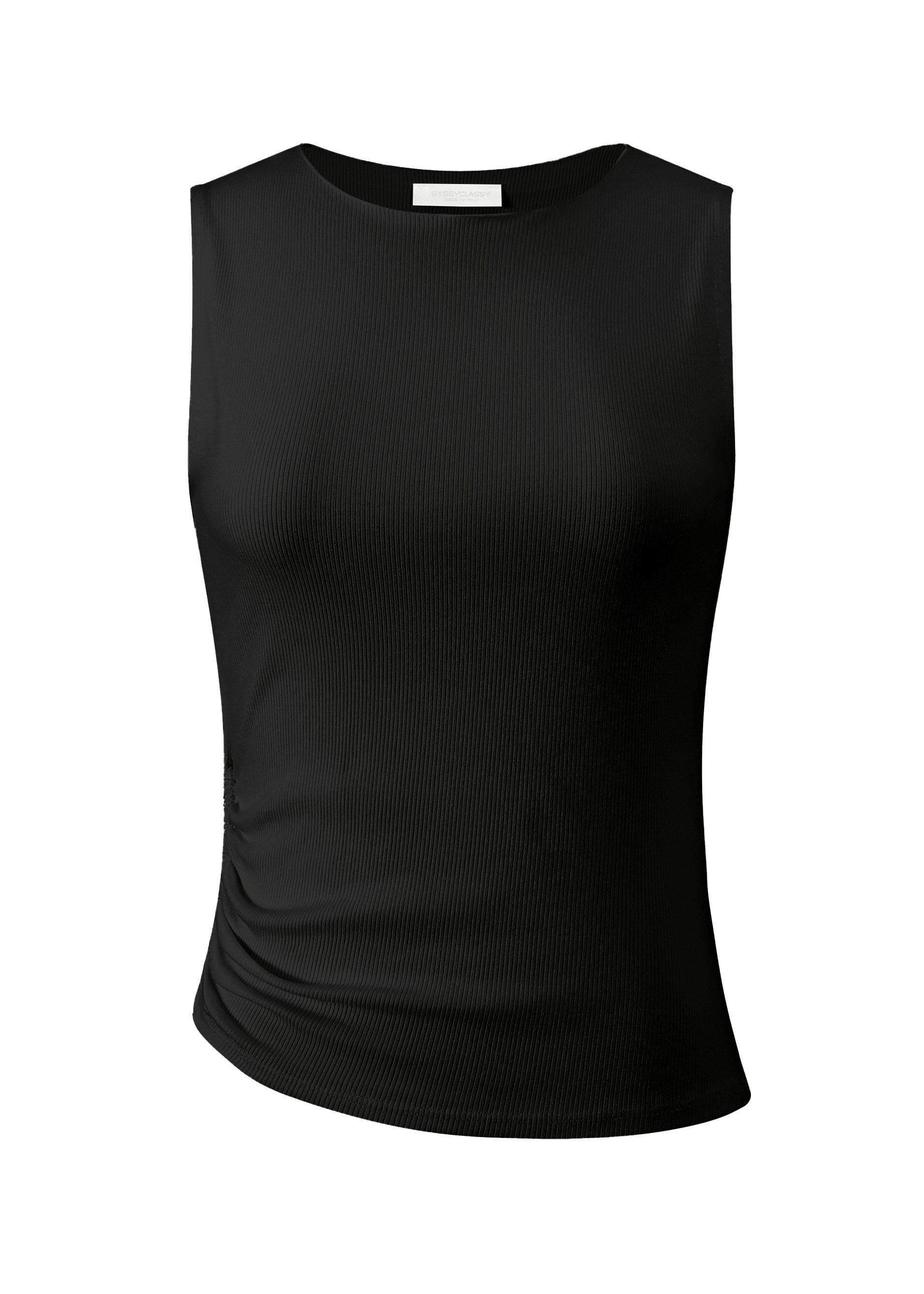 SASSYCLASSY T-Shirt Figurbetontes Strick-Top Damen mit Raffung Top in Ripps günstig online kaufen