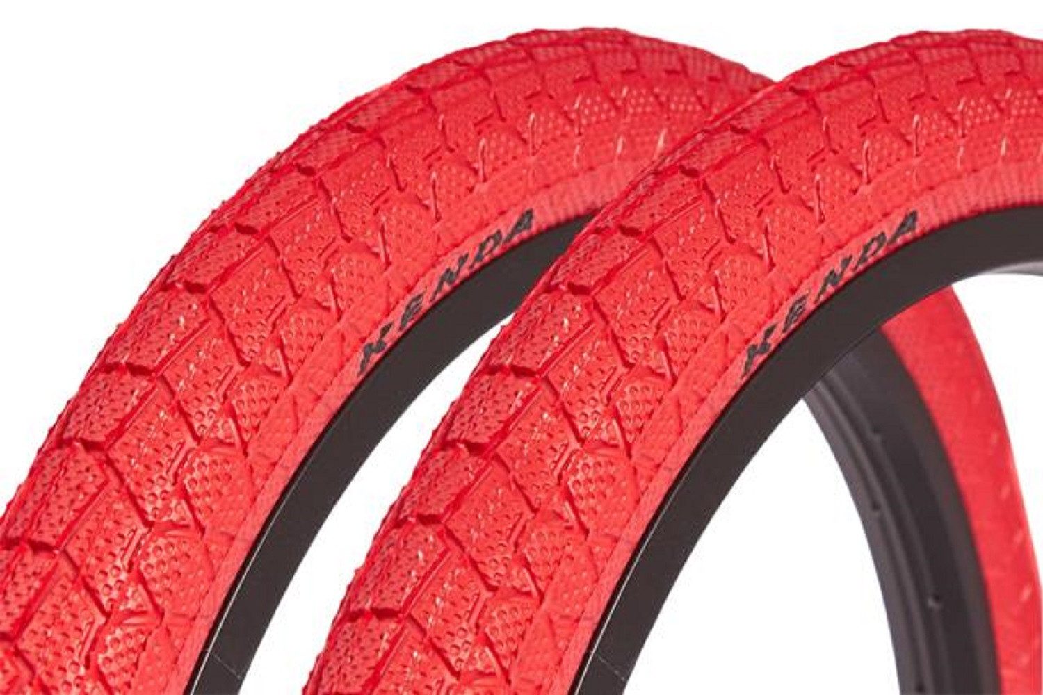KHEbikes Fahrradreifen BMX Reifen Set Kenda 20 Zoll x 1,95 Rot Drahtreifen, BMX KHEbikes