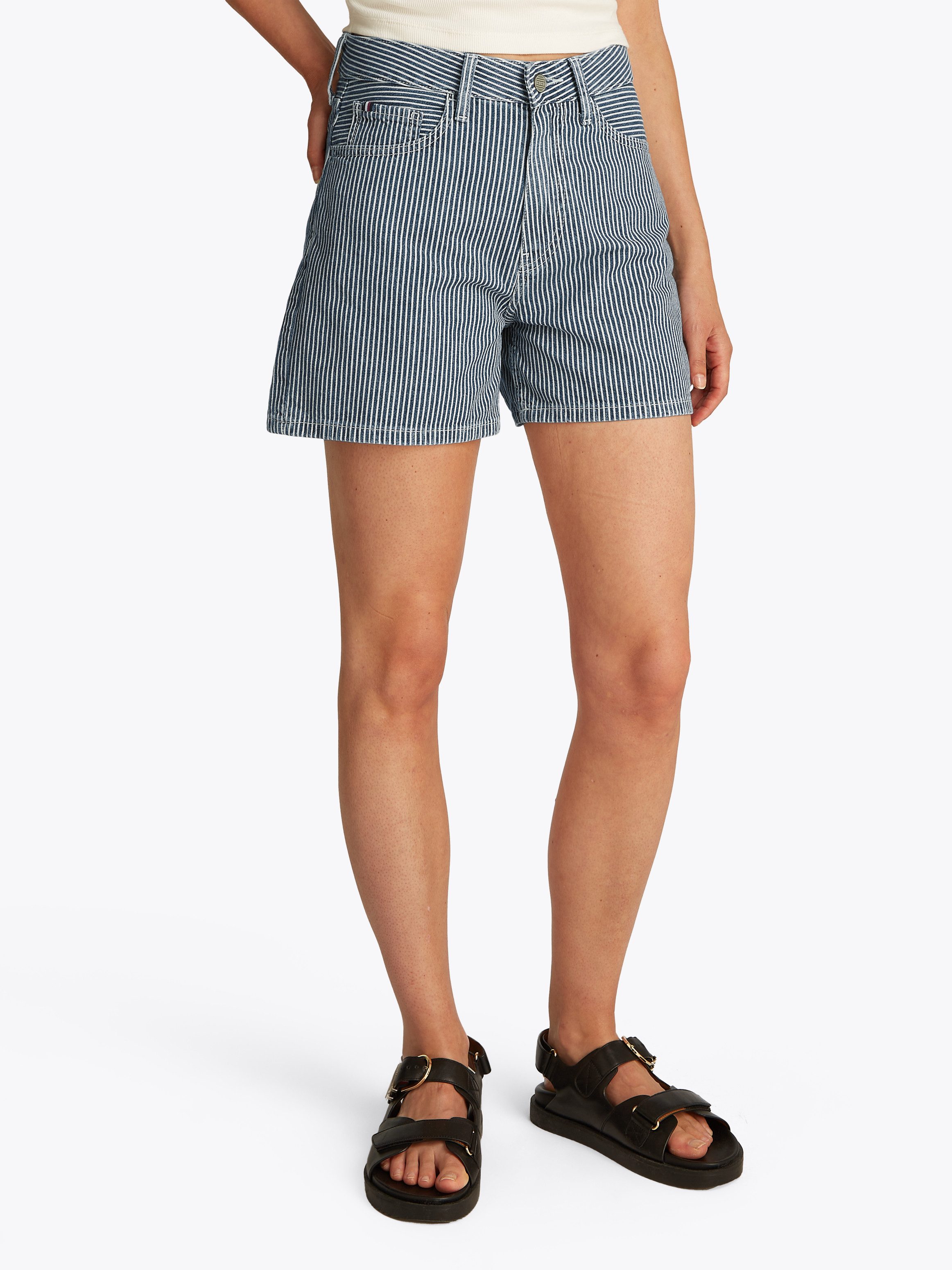 Tommy Hilfiger Shorts DNM MINI SHORT HW JAZ mit Streifen-Muster günstig online kaufen