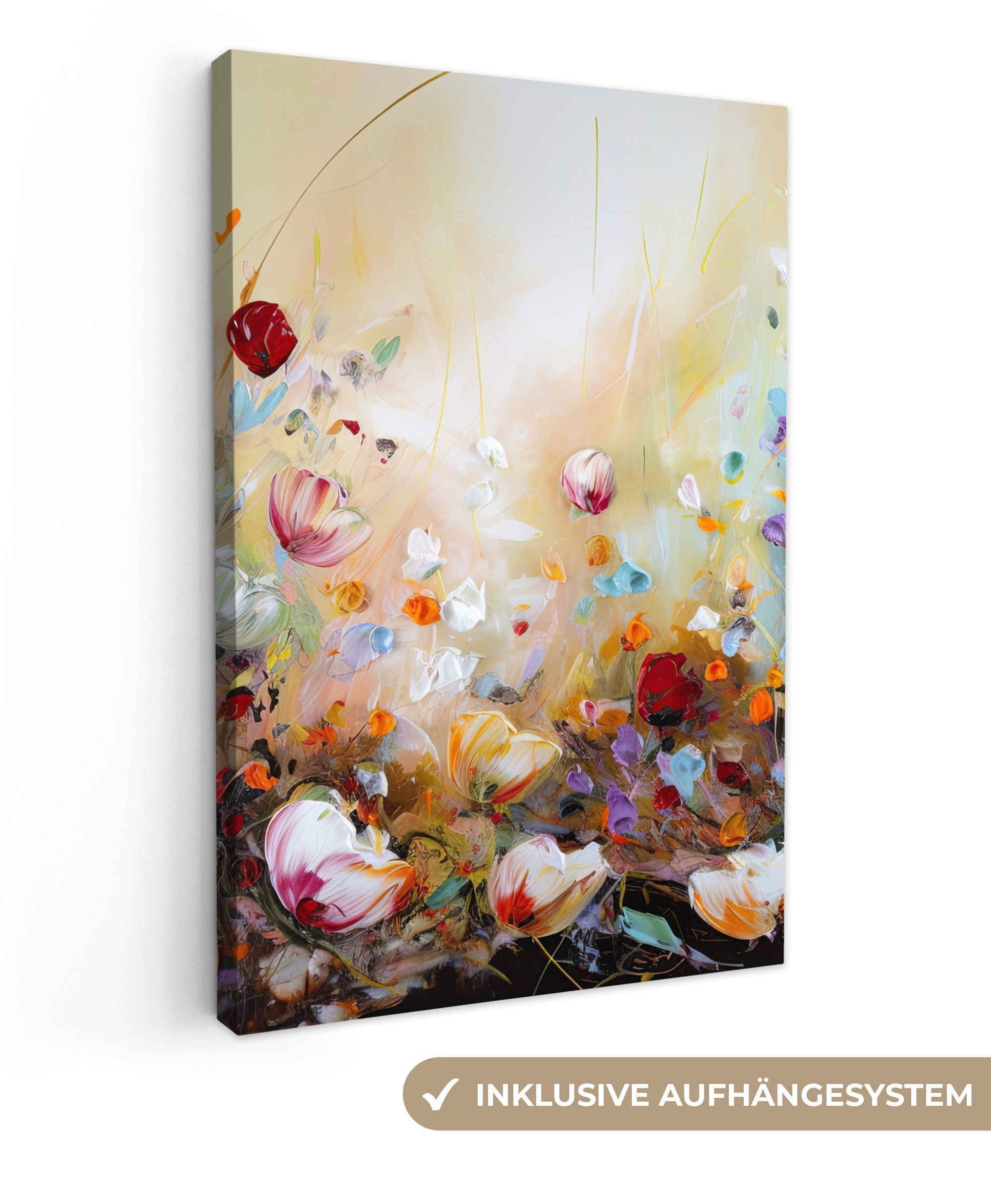 OneMillionCanvasses® Leinwandbild Ölfarbe - Blumen - Farbenfroh - Natur, Fo günstig online kaufen