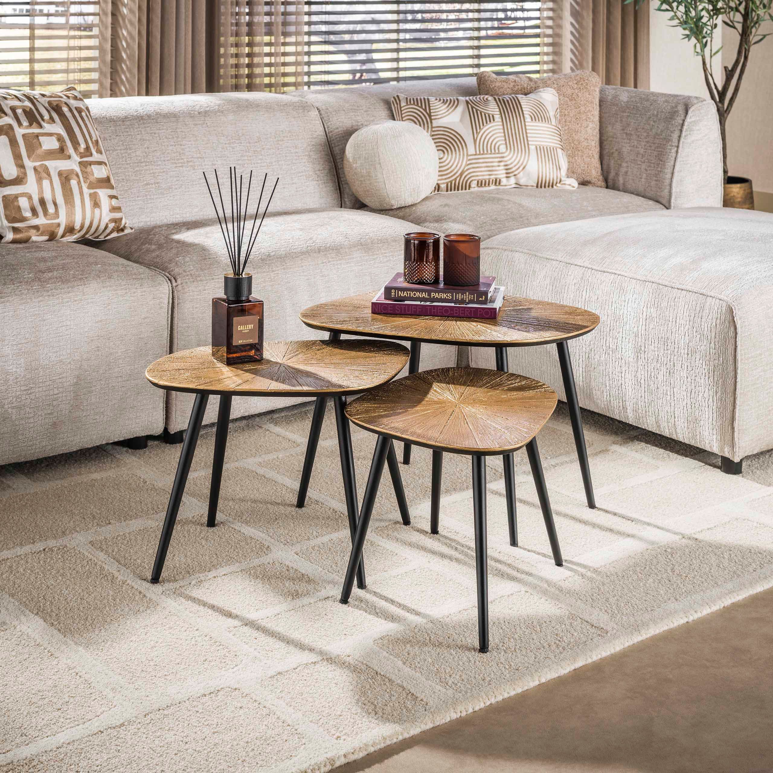 Sitheim-Europe Couchtisch Couchtisch Ray viereckig Set aus 3 Antikgold (1-St., 3er Set)