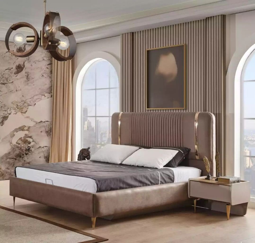 Möbel Schlafzimmer-Set Nachttische Schlafzimmer Italy 1x Luxus JVmoebel 2x (3-St., in 2x Bett Made 3 + Nachttische), Set, Betten tlg. Bett