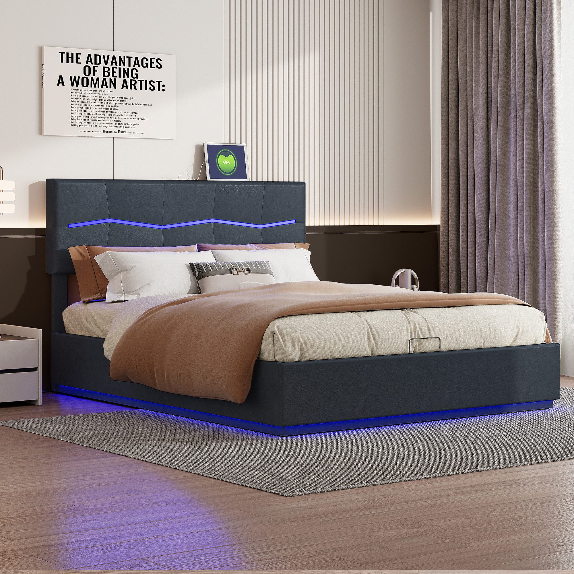 Furnishings Home Polsterbett Stauraumbett Doppelbett + Ladefunktion (Hydrau günstig online kaufen