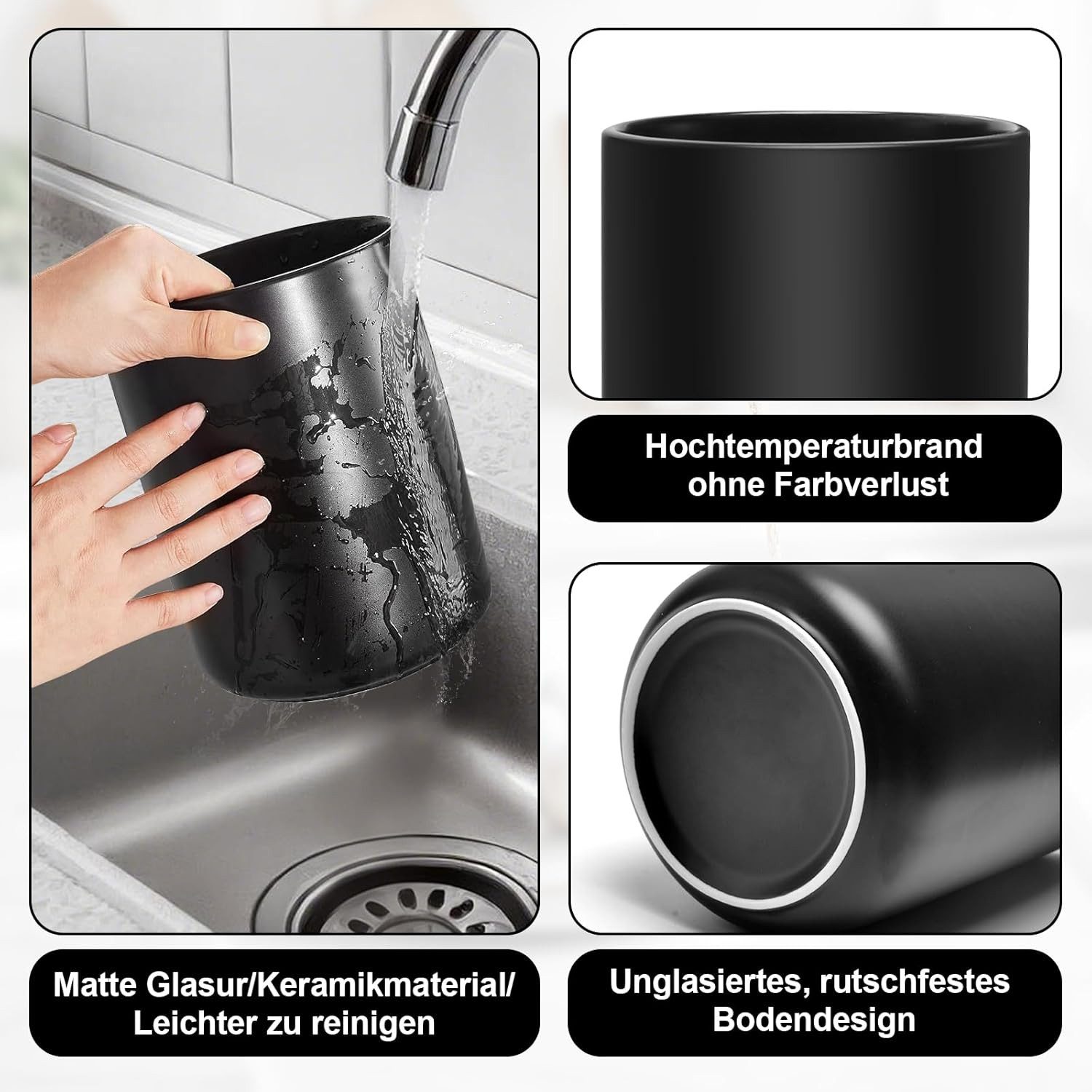 AFKSMILE Besteckhalter 2 Stück Küchenutensilienhalter, Utensilienhalter Keramik, Besteckkorb, Küchenhelfer Set, Kochutensilien-Töpfe für Spatel, Löffel, Pflanzen