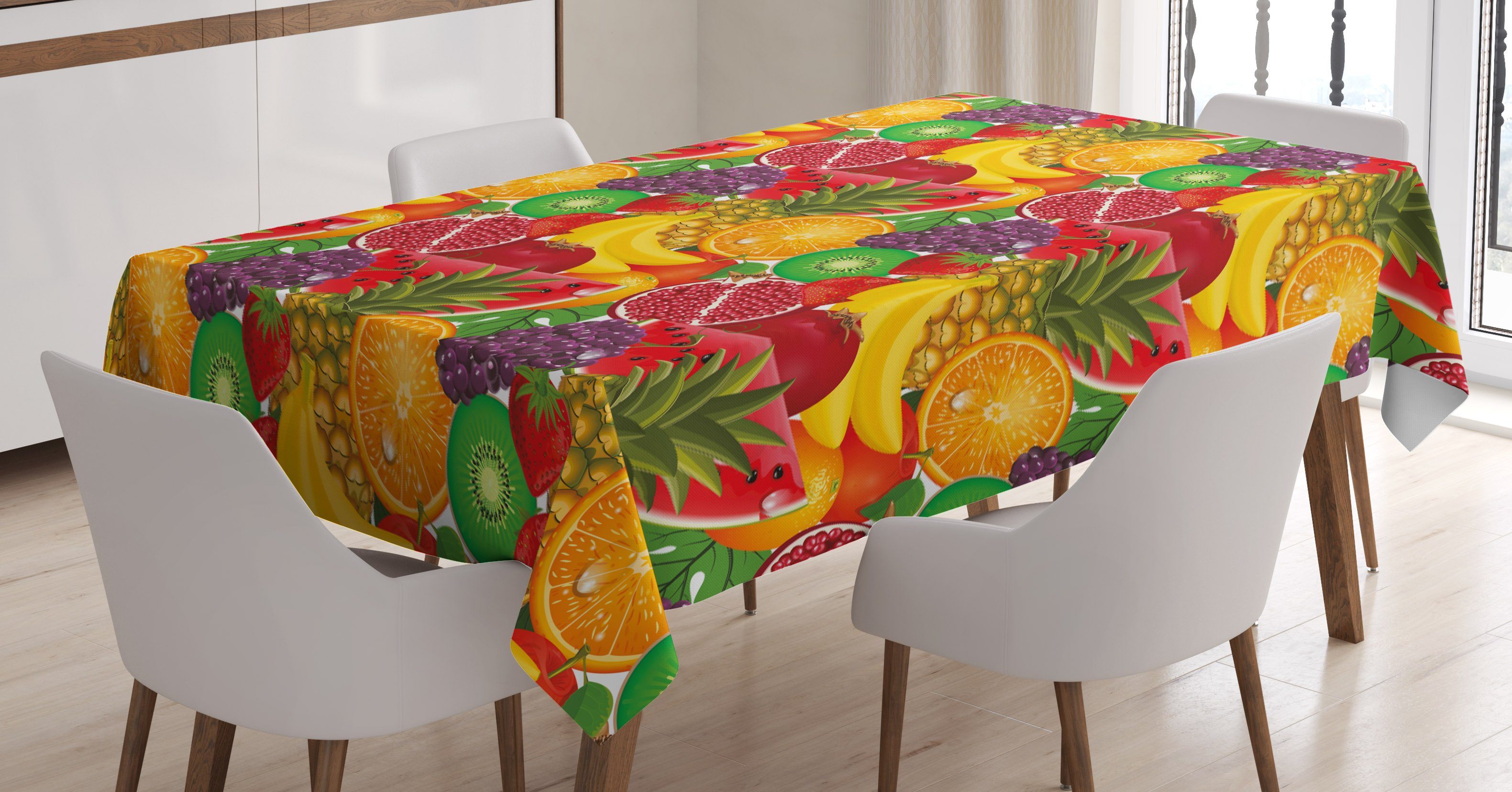 Abakuhaus Tischdecke Farbfest Waschbar Für den Außen Bereich geeignet Klare Farben, Bunt Tropical Frische Früchte