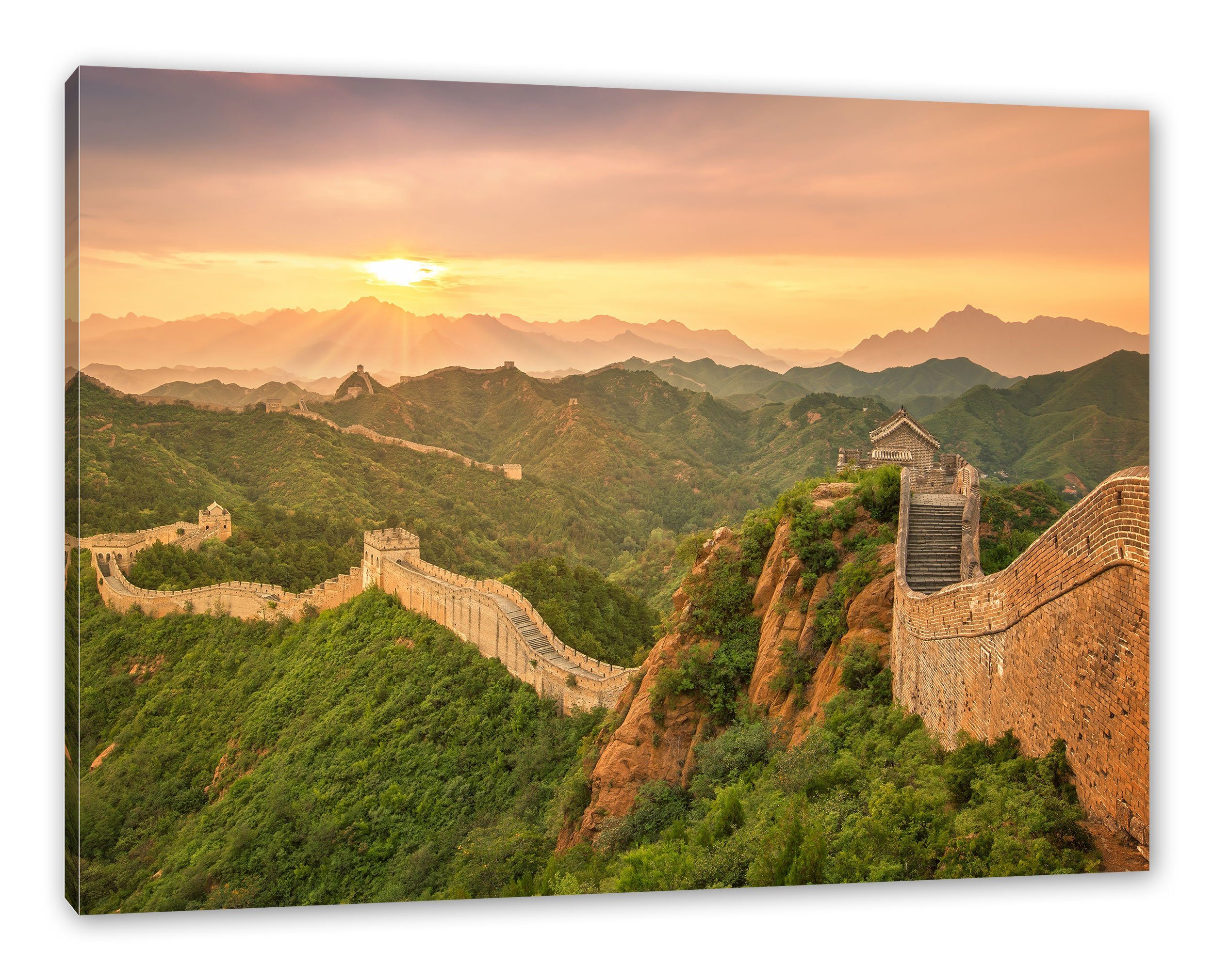 bespannt, Zackenaufhänger fertig Chinesische (1 Pixxprint Chinesische St), Leinwandbild Mauer inkl. Leinwandbild Mauer,