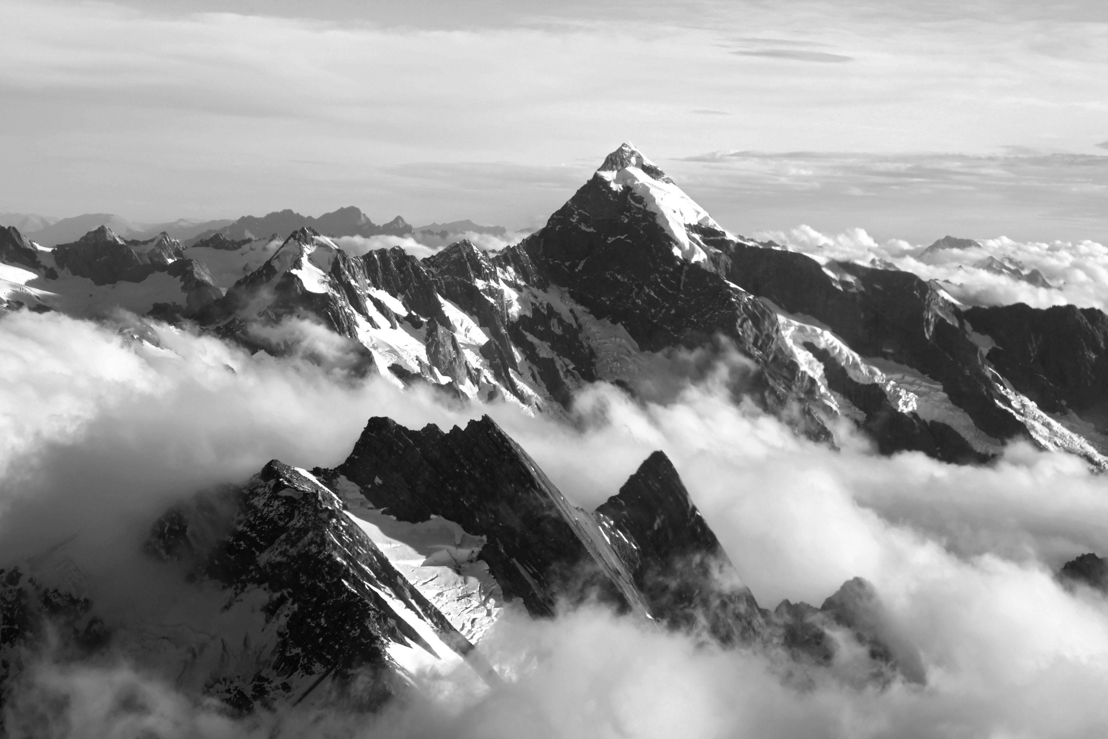 Papermoon Fototapete Gebirge Schwarz & Weiß | Fototapeten