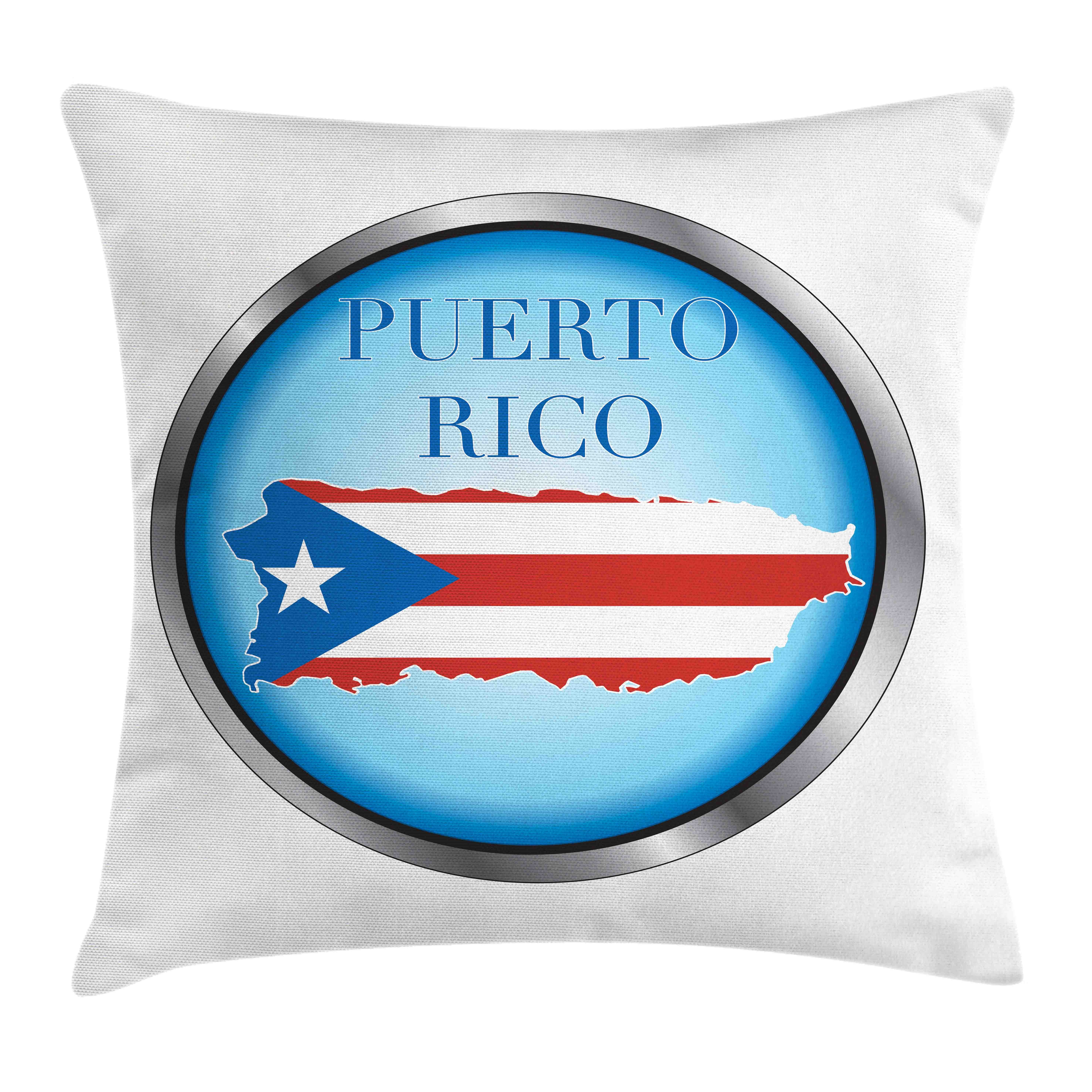 Kissenbezüge Waschbar mit Reißverschluss Kissenhülle mit Farbfesten Klaren Farben Beidseitiger Druck, Abakuhaus (1 Stück), Puerto Rico Kreisförmige mit Flagge