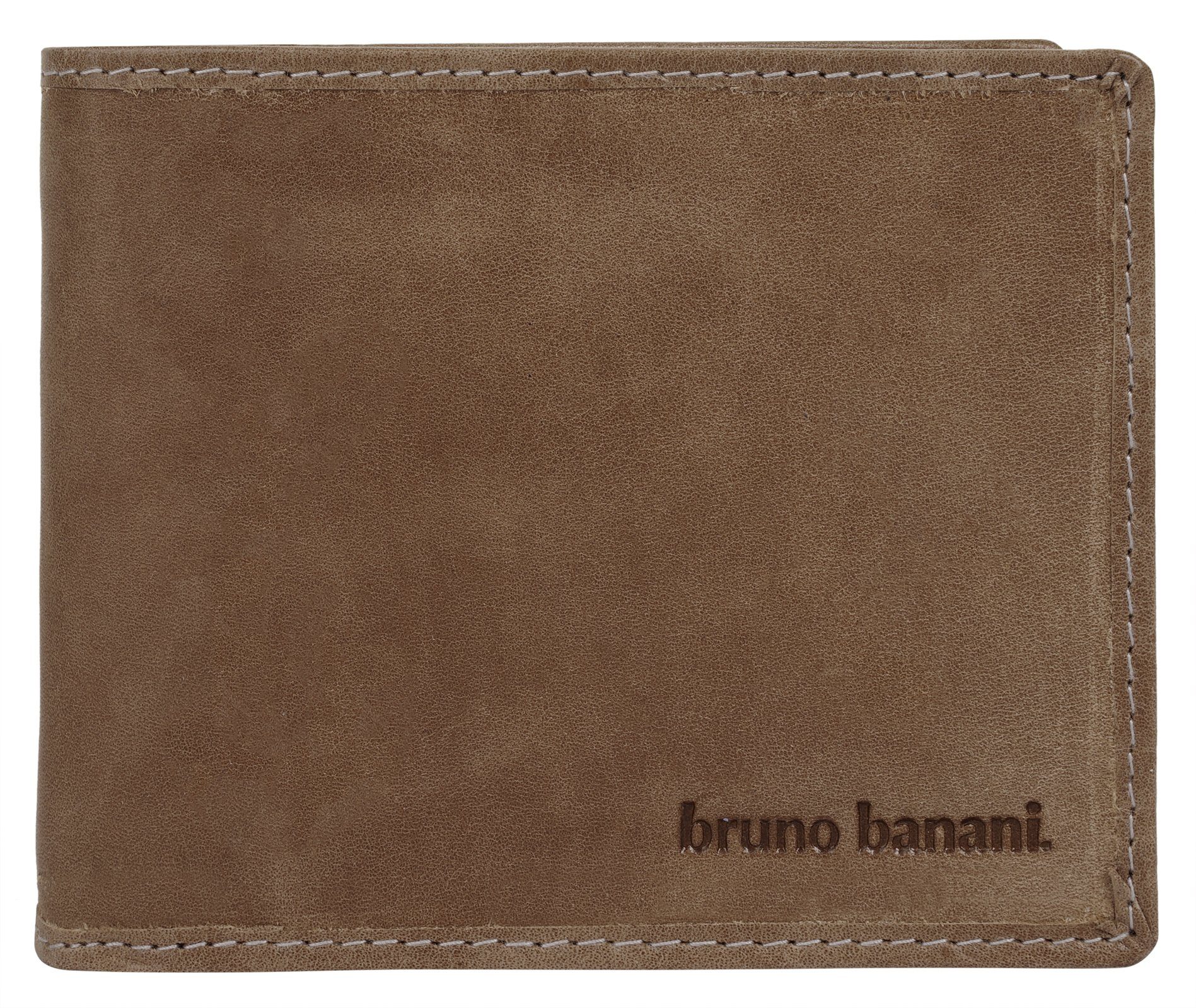 Bruno Banani Geldbörse, echt Leder, 2 Schein-, 9 Karten-, 4 Einsteckfächer