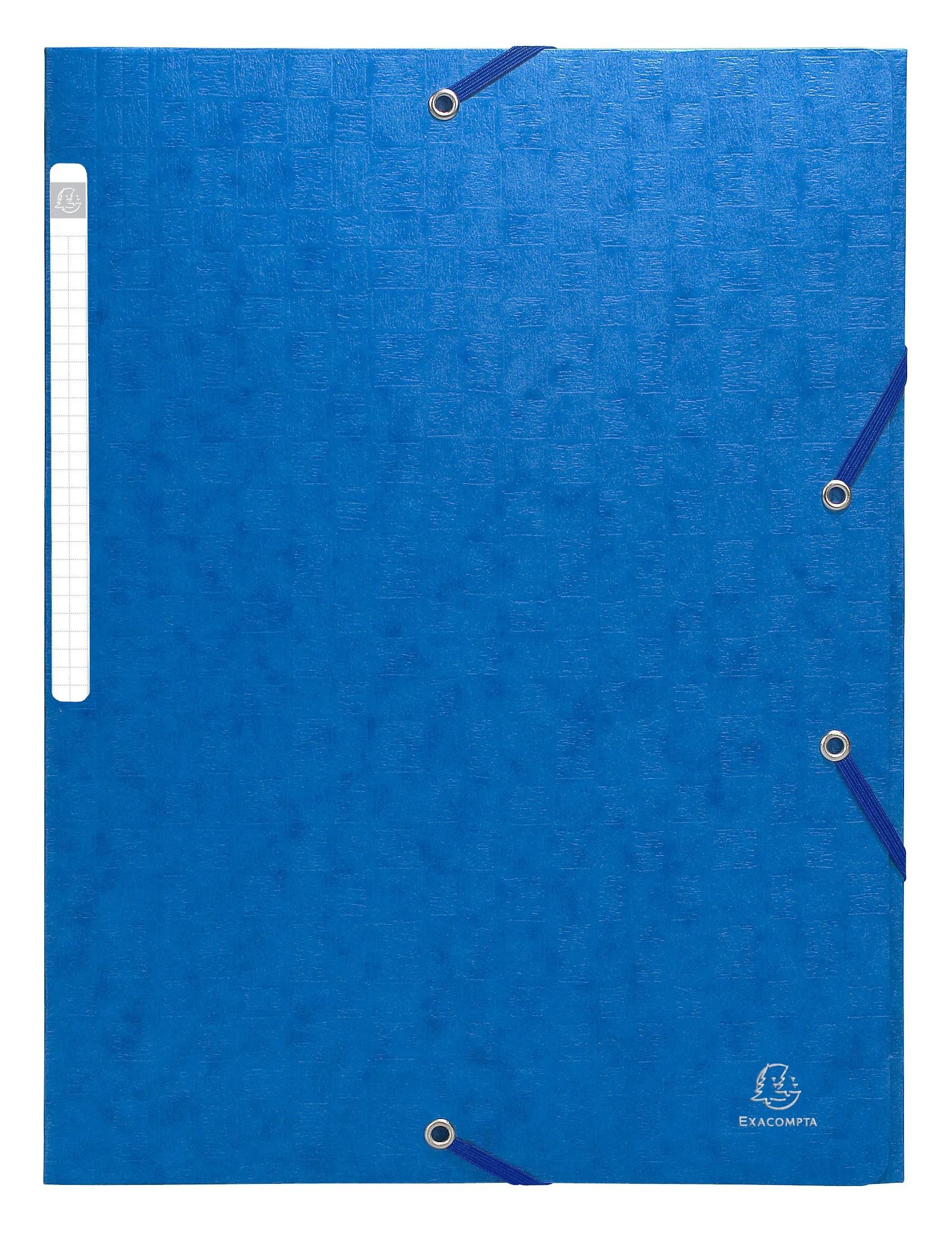 Organisationsmappe 50x Sammelmappe + Gummizug, 3 Klappen Karton, 425g/qm A4, Blau, 55752E