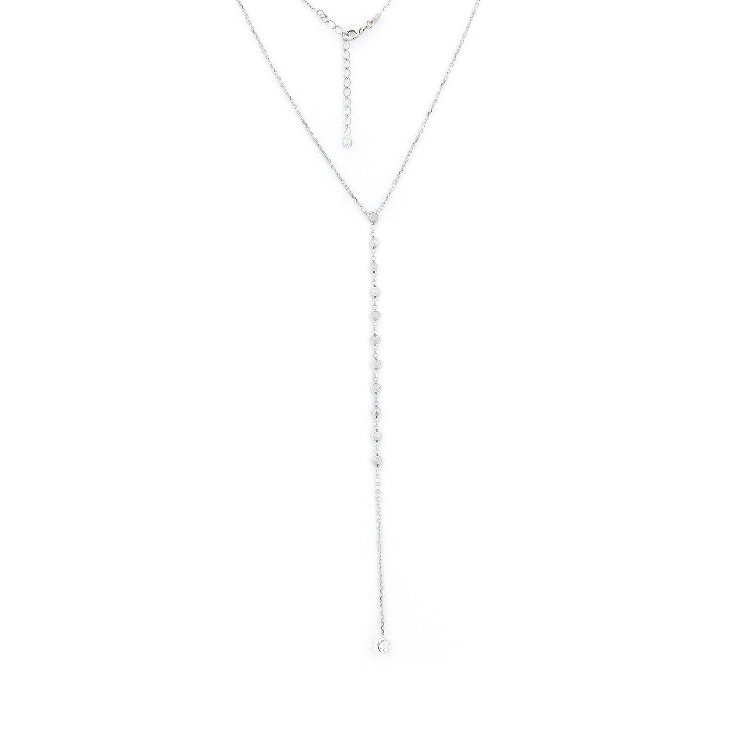 Golders Y-Kette Damenkette aus 925 Sterlingsilber (mit einem Anhänger aus Zirkonia, 1-tlg., Federringverschluss), Elegante Halskette 45cm+15cm Kettenlänge Perfektes Schmuck Geschenk