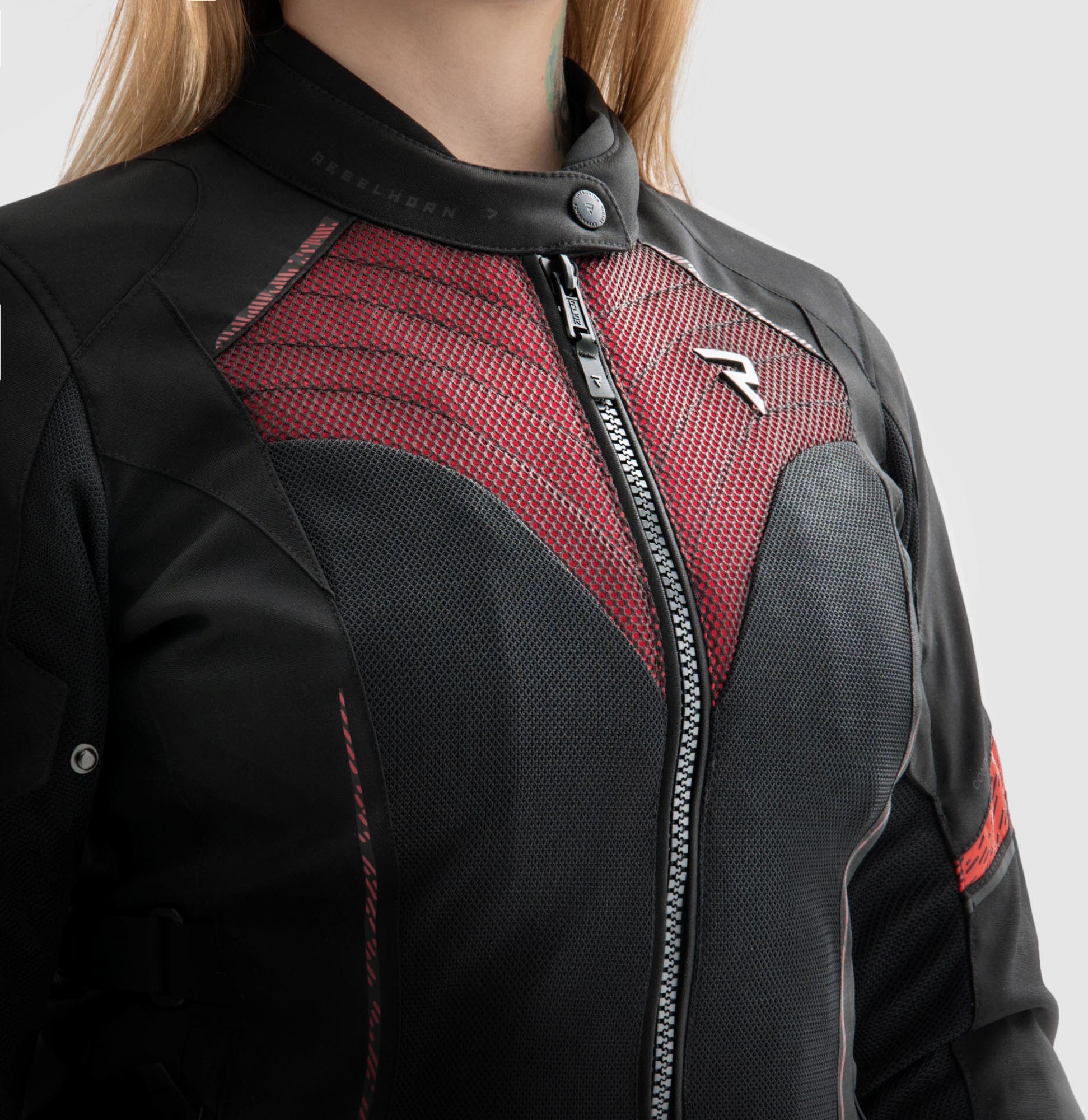 Rebelhorn Motorradjacke Jax wasserdichte Damen Motorrad Textiljacke Rückenprotektor enthalten,Verbindungsreißverschluss,Ellenbogenpro