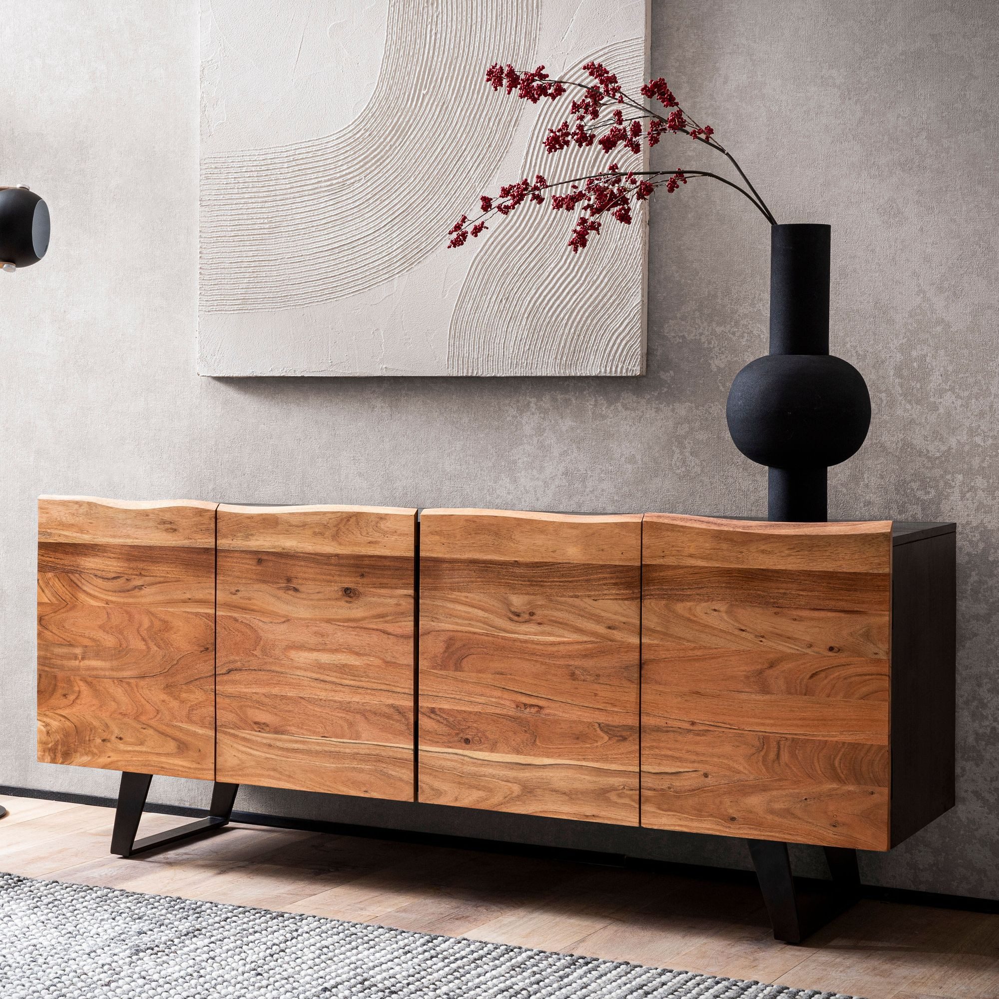 FINEBUY Sideboard FB104330 (180x75x45 cm Massivholz günstig online kaufen