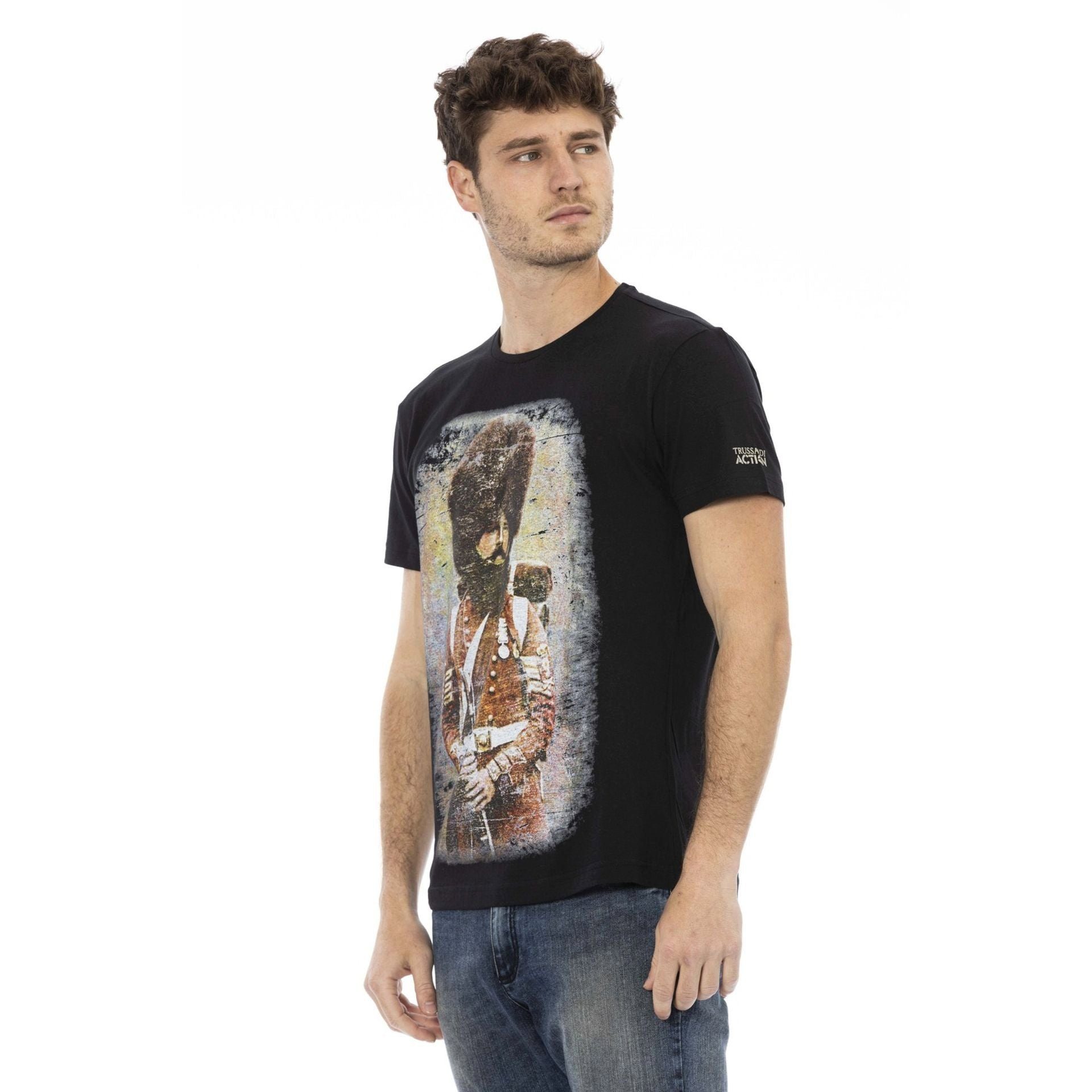 Trussardi T-Shirt Note Schwarz sich eine verleiht durch aber das aus, subtile, Es Action Trussardi Logo-Muster zeichnet stilvolle T-Shirts, das