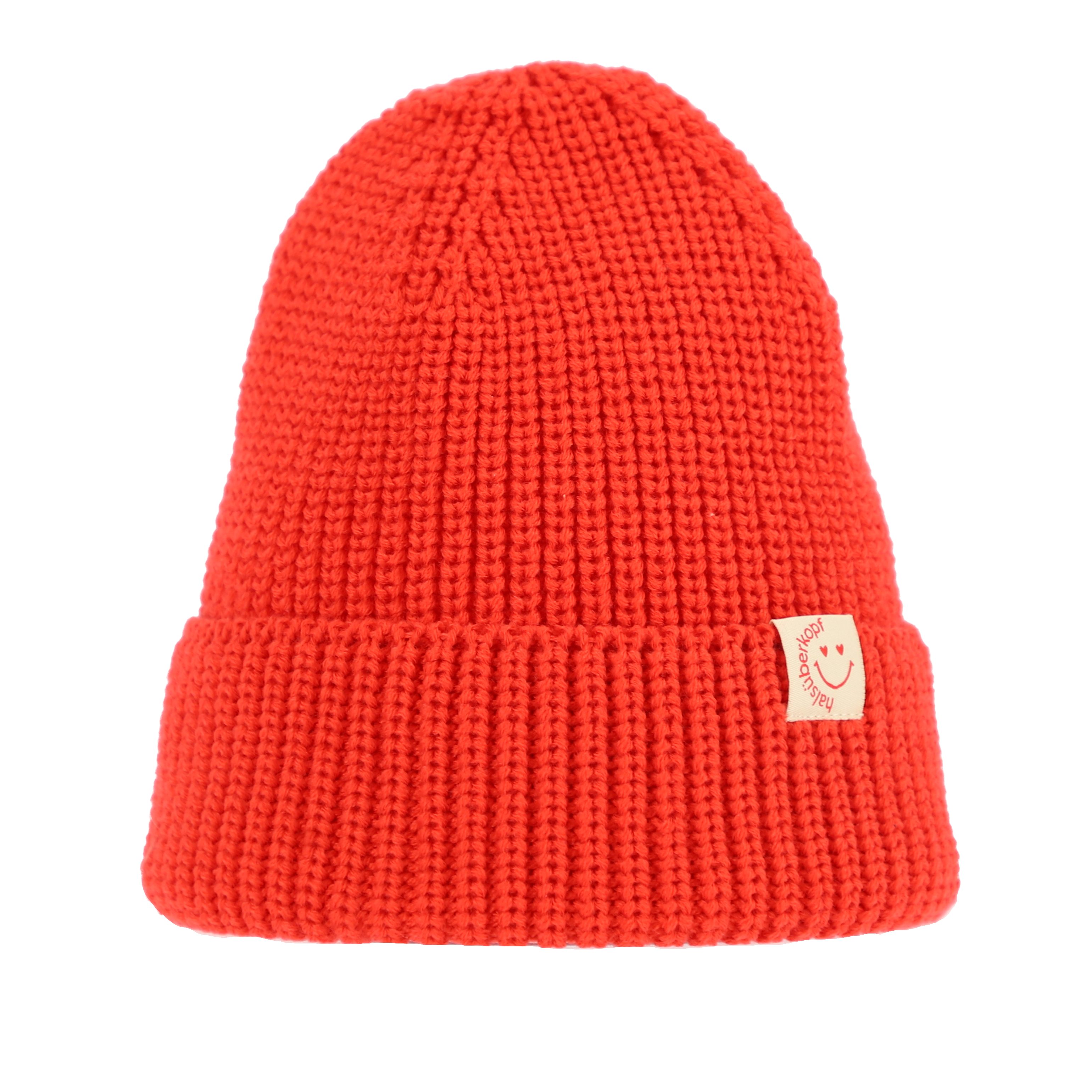 halsüberkopf Accessoires Strickmütze mit Umschlag und Badge Smiley mit Herz günstig online kaufen