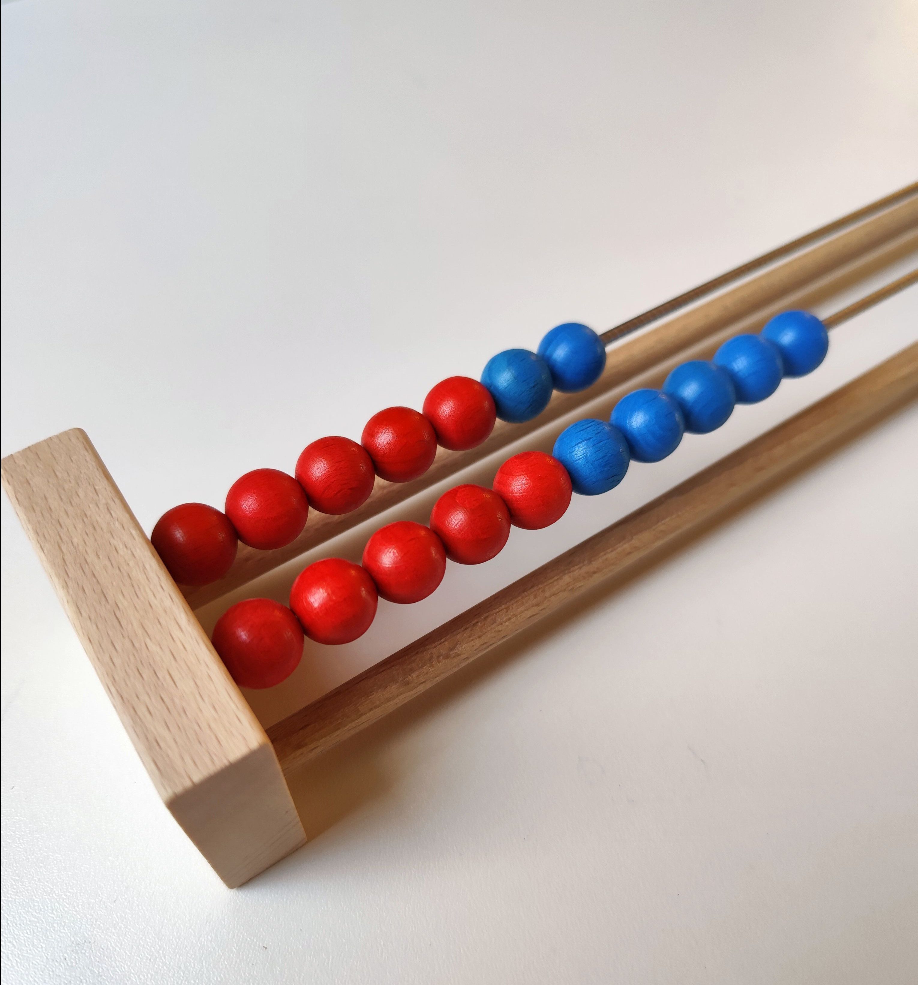 Erzgebirgische Holzspielwaren Ebert GmbH Lernspielzeug Rechenrahmen Abakus bis 20 blau rot Kugeln Rechenschieber aus Holz (1-St), Holz