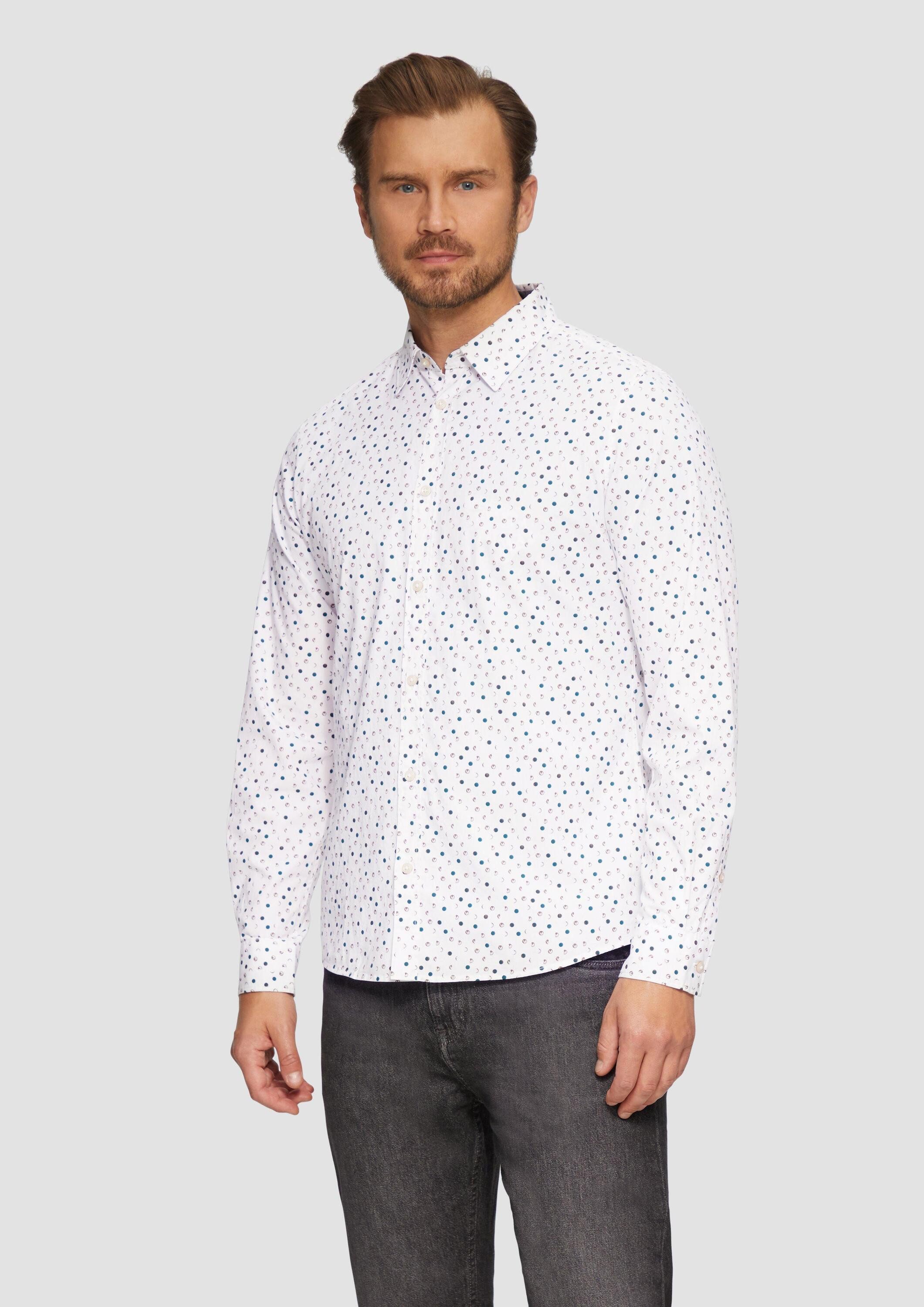 s.Oliver Langarmhemd Hemd Slim Fit: Gemustertes Popeline-Hemd mit Kentkrage günstig online kaufen