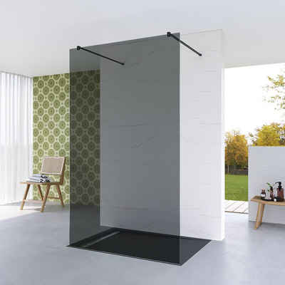 AQUABATOS Walk-in-Dusche Duschabtrennung schwarz Walk In Glas Glaswand Begehbare Dusche, Echtglas, NANO, 97 x 200 cm, 117 x 200 cm, ESG 8 mm