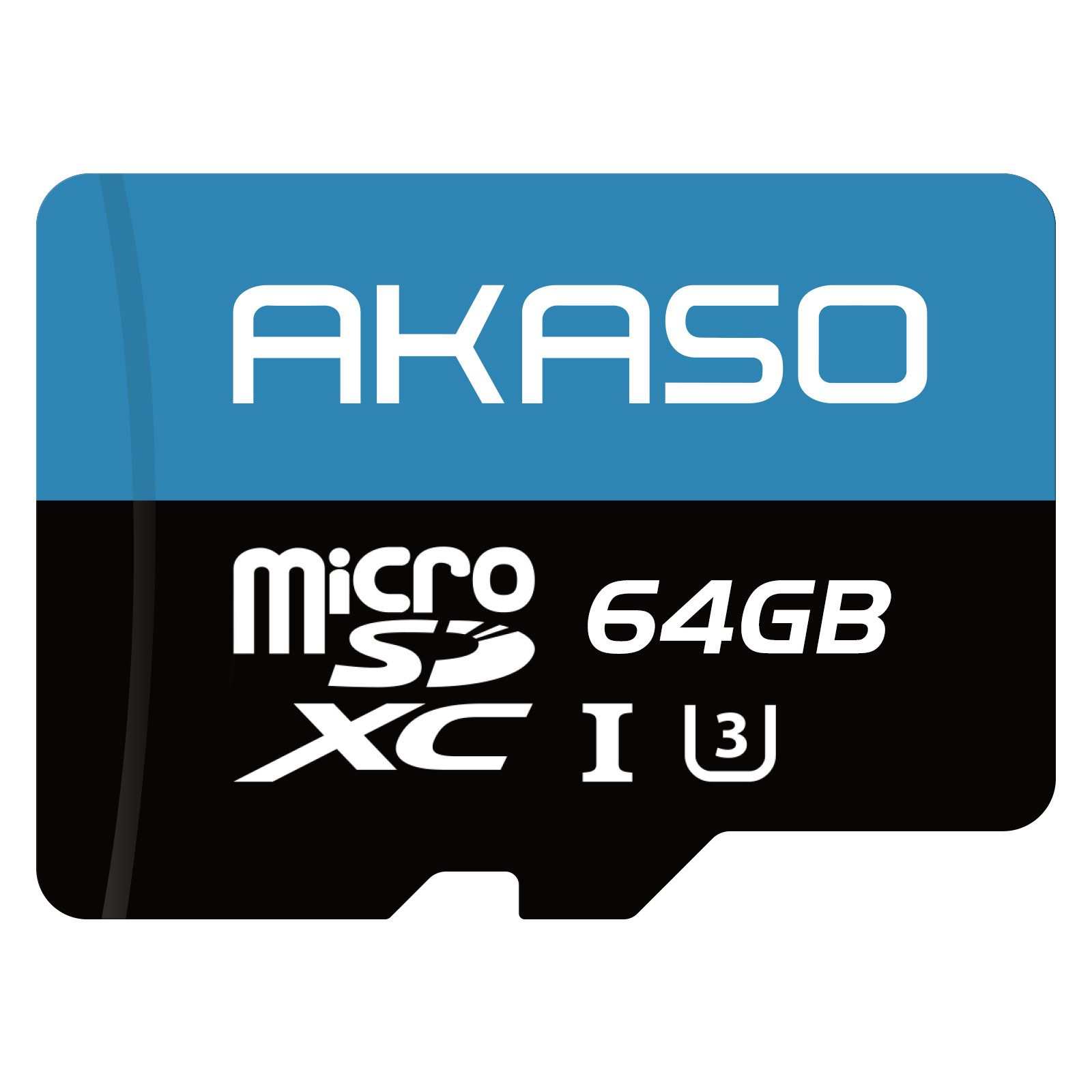 Akaso 64GB U3 microSDXC Karte für Action Cams & 4K-Aufnahmen Micro SD-Karte (Lesegeschwindigkeit 100 MB/s, Kompatibel mit Action Cam,Smartphone,Tablet,Dashcam&Überwachungskamera)