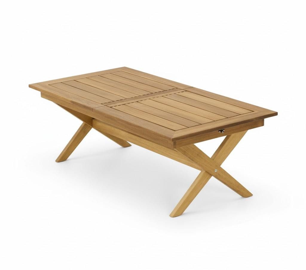 JVmoebel Gartentisch Garten-Ausziehtisch Moderner Stil Braun Holz Couchtisch Bequem Stabil