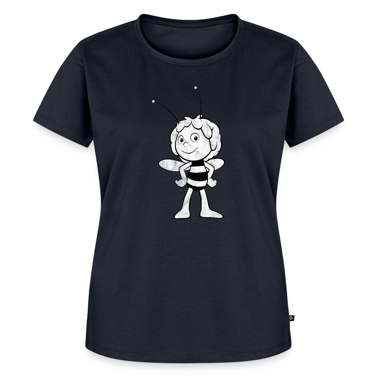 T-Shirt Biene Maja Schwarz Weiß Line Art Frauen Premium T-Shirt