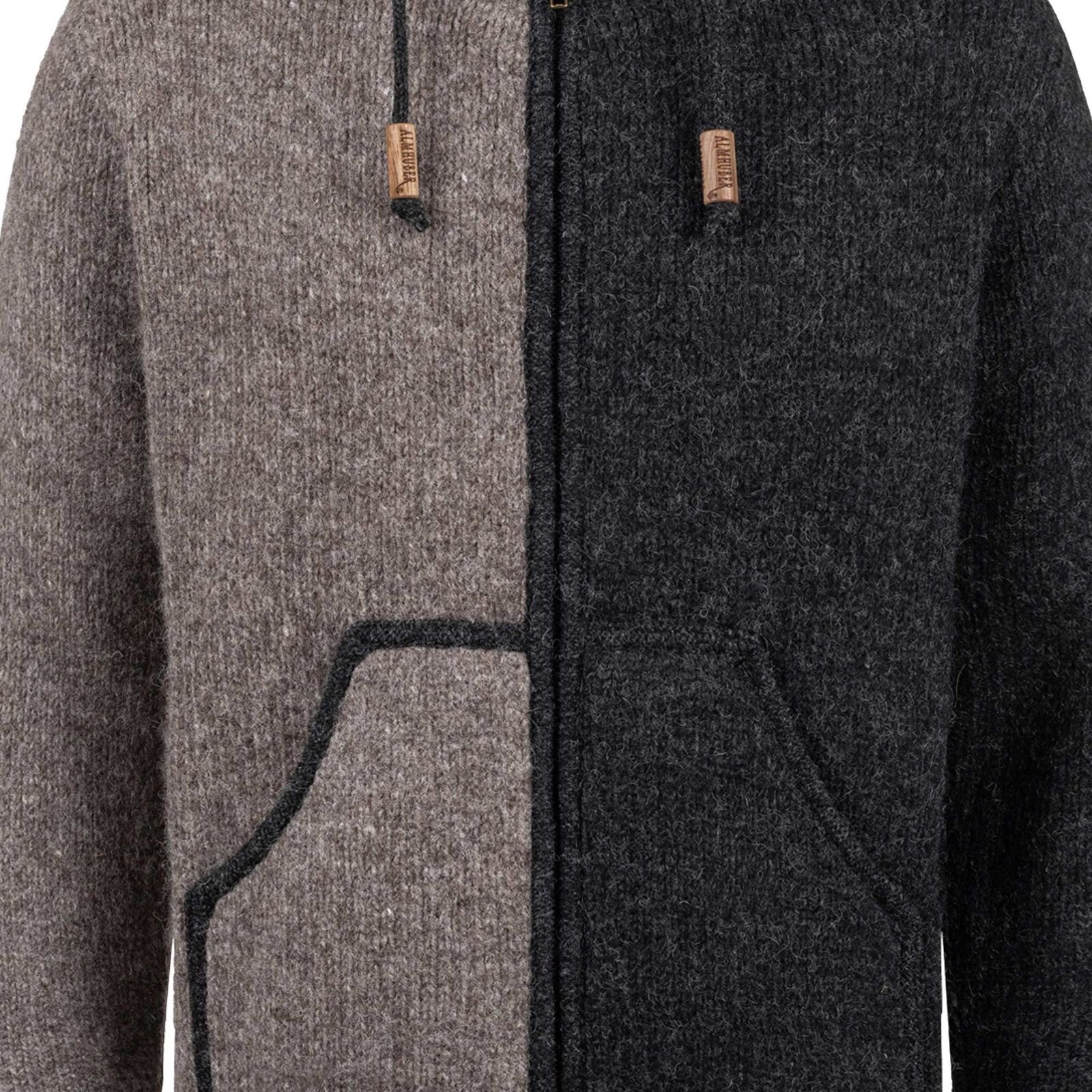 ALMHUBER Strickjacke Unisex Strickjacke Schurwolle Nordisch Winterjacke Wolljacke Cardigan