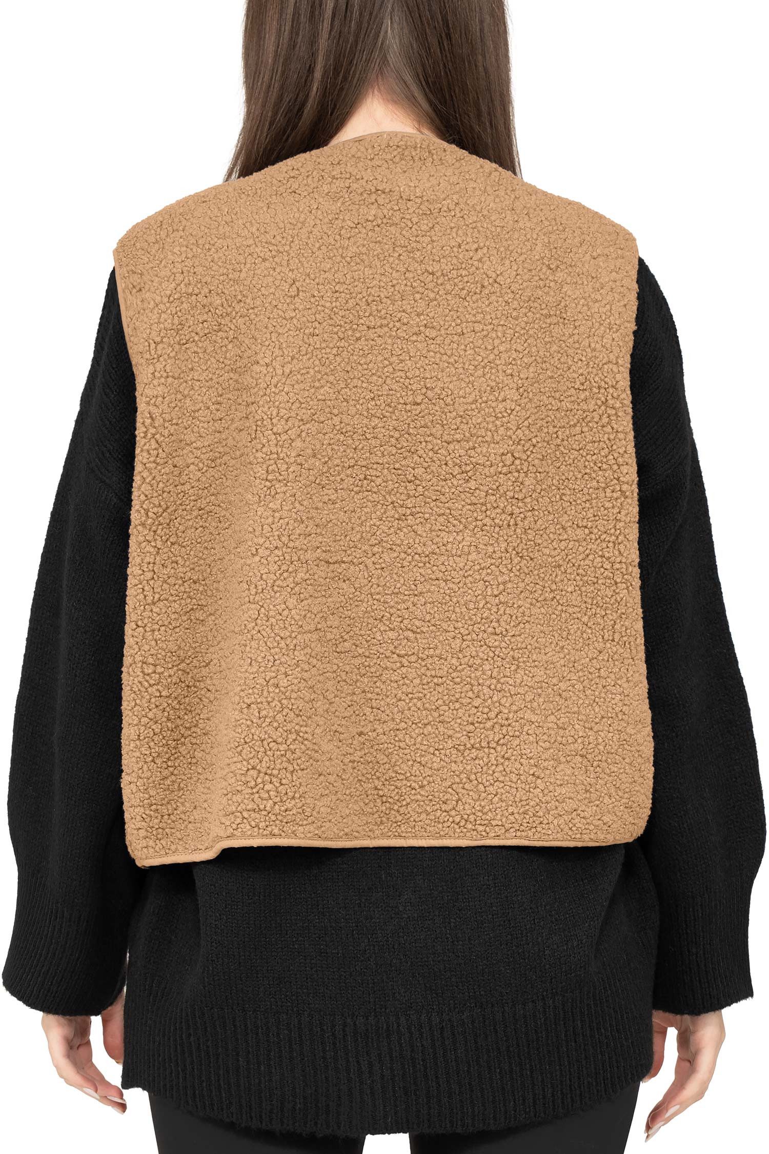 Reichstadt Plüschweste Damen Relaxed Fit Teddy Weste 25RSW098 (1-tlg) Modische ärmellose Jacke in angesagter Teddy-Optik