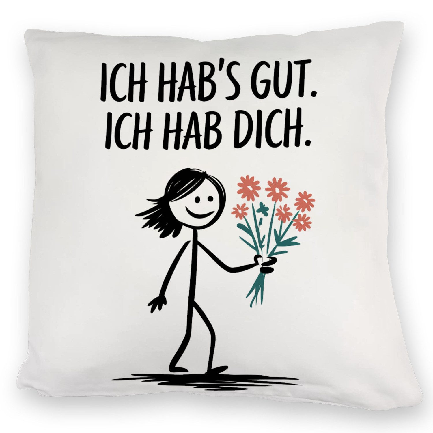 Dekokissen Ich hab's gut - Ich hab dich Kuschelkissen mit Strichmännchen
