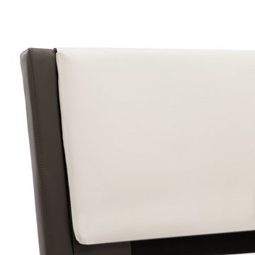 vidaXL Bett Bettgestell mit LED Grau und Weiß Kunstleder 90x200 cm