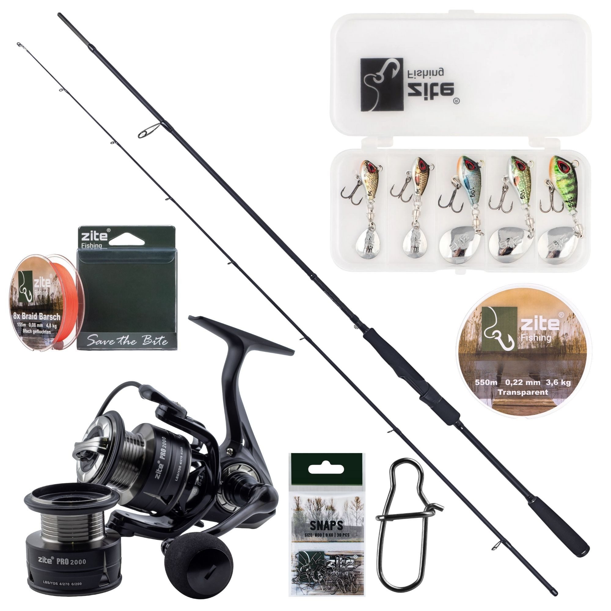 Spinnrute Inzite Pro Stick Barsch Starter-Set - Angelrute + Angelrolle & mehr