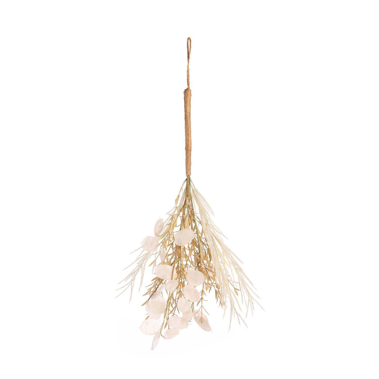 Kunstpflanze Kunst-Blumenbündel Silberblatt, Depot, aus Jute, Polyethylen, Draht, Flockfaser, L 54 Zentimeter