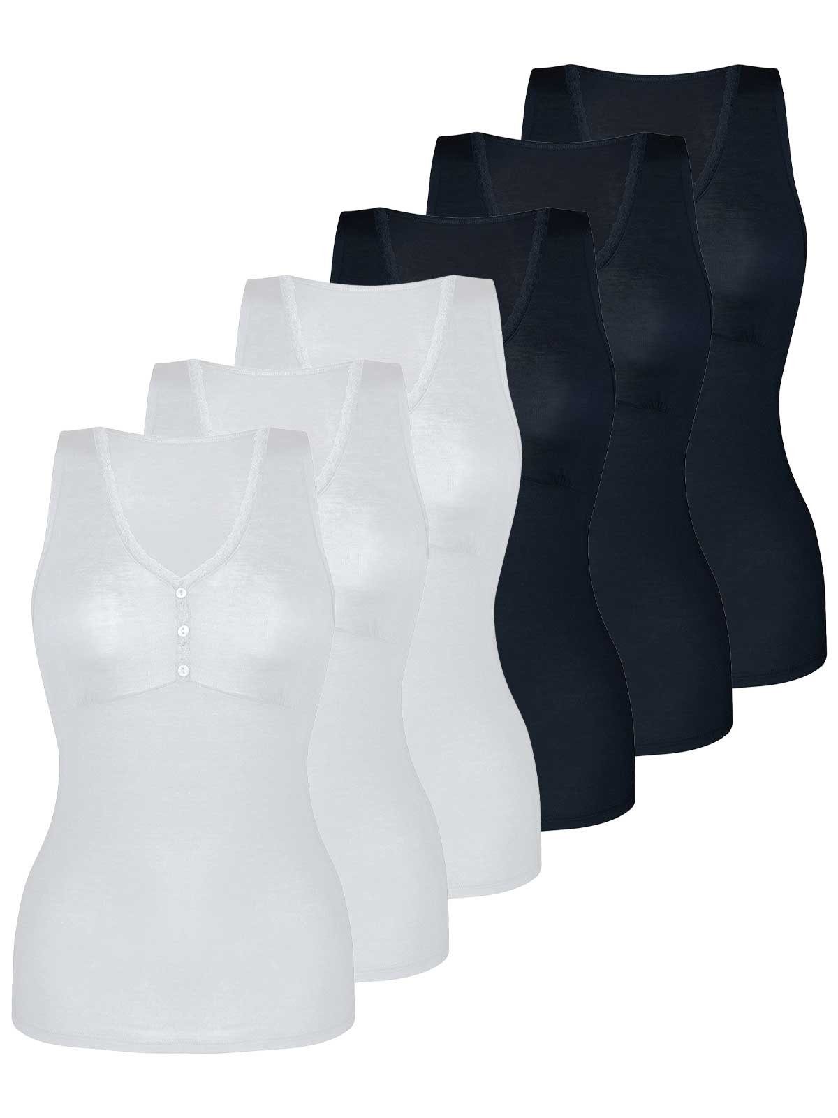 Sassa Achselhemd 6er Sparpack Top STRIPE RANGE (Spar-Set, 6-St) - 3xnavy 3xwhite