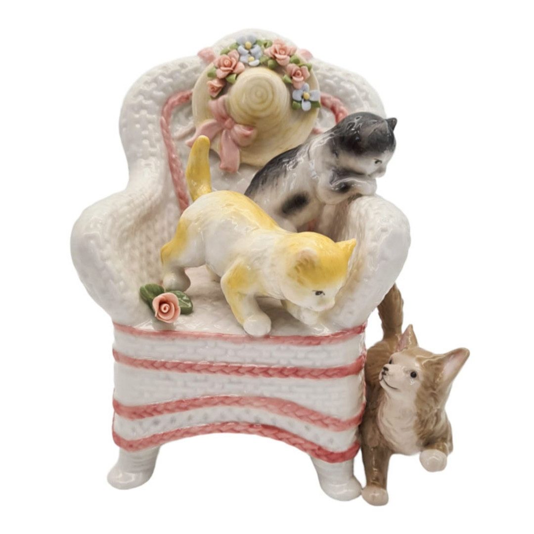 abc HOME Spieluhr Katzen, Porzellan, Melodie, 14 cm H